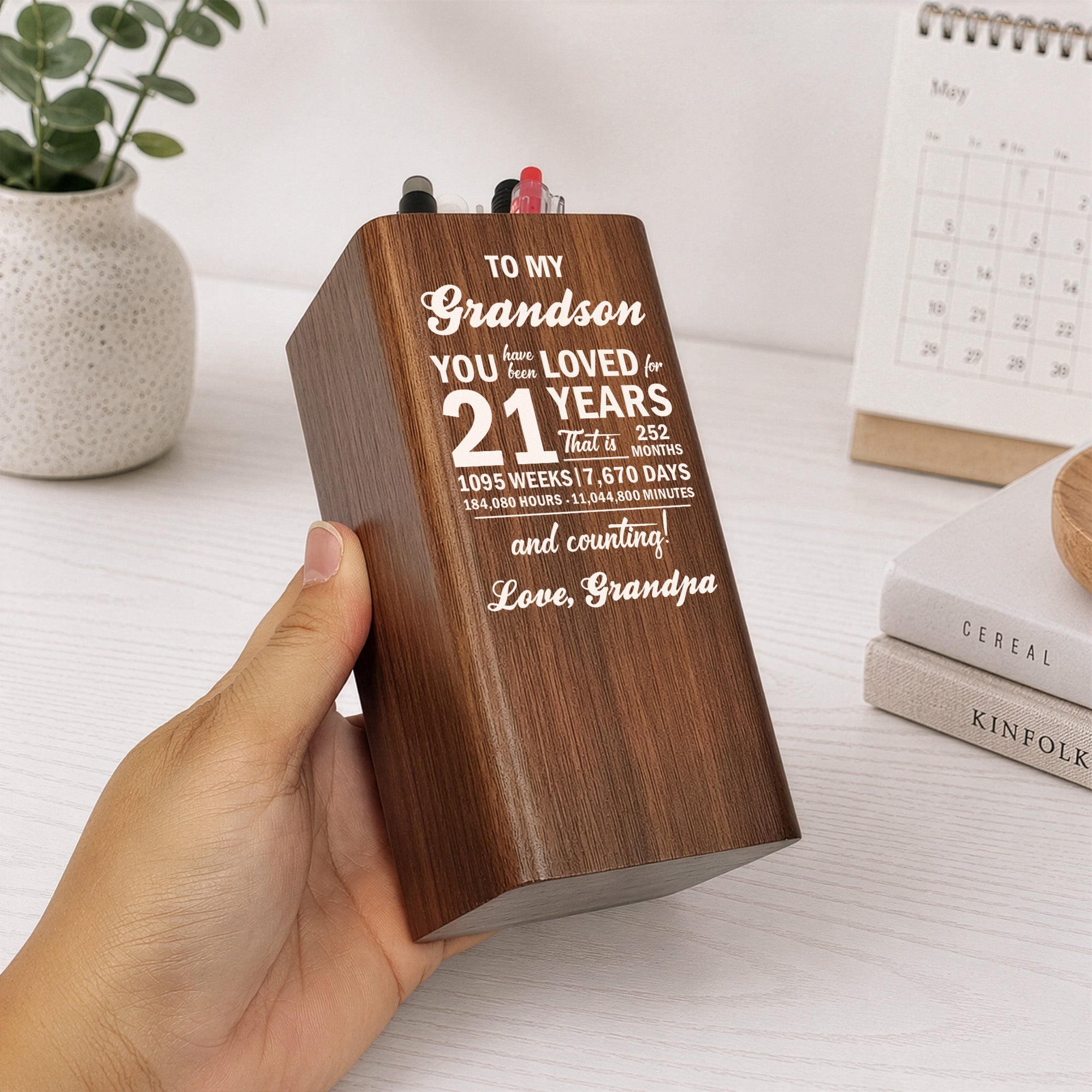 16th 18th 21st Birthday Gift For Son Daughter - Personalized Pen Holder With Clock