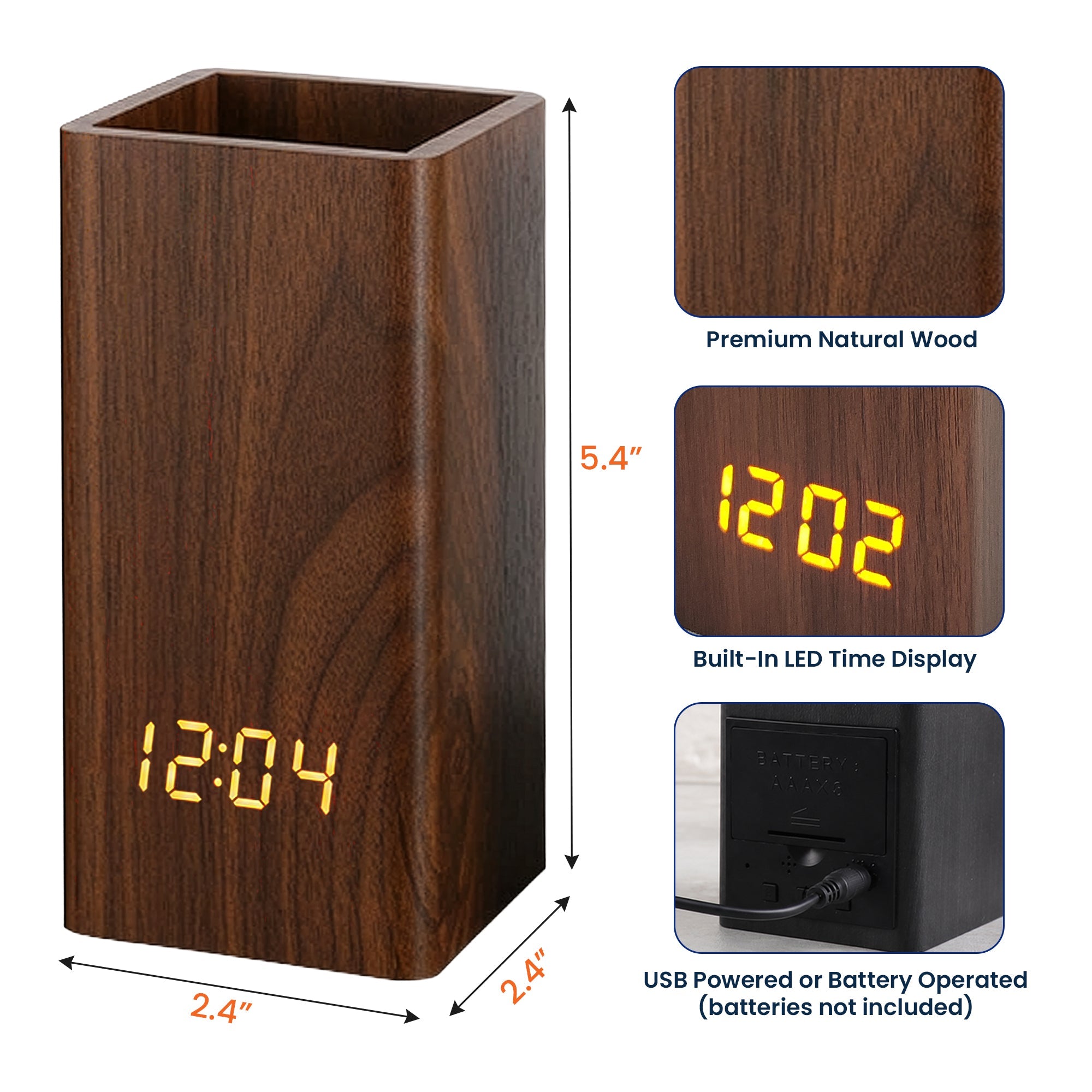 16th 18th 21st Birthday Gift For Son Daughter - Personalized Pen Holder With Clock