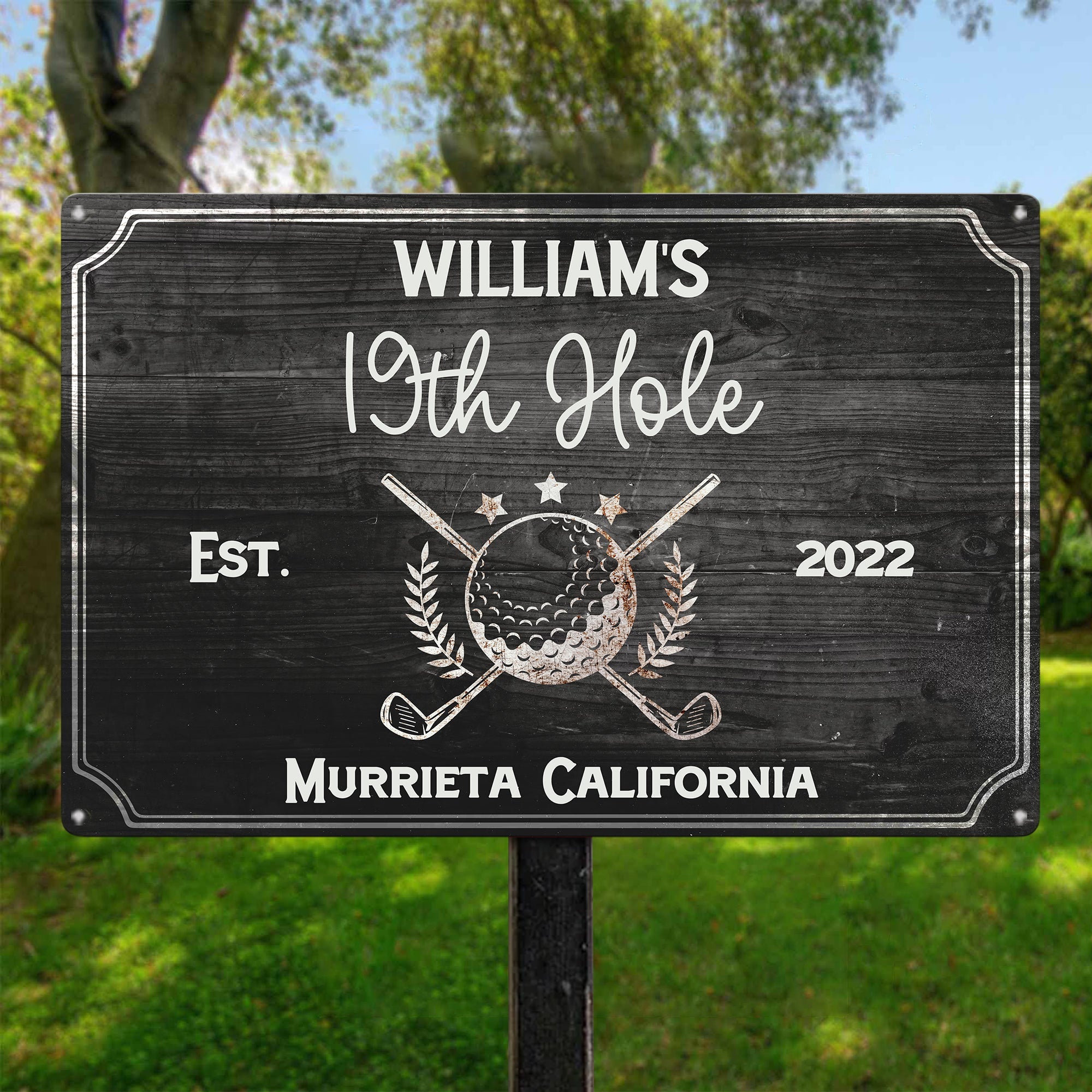 19Th Hole Golf Bar, Golf Decor Gift - Personalized Metal Sign