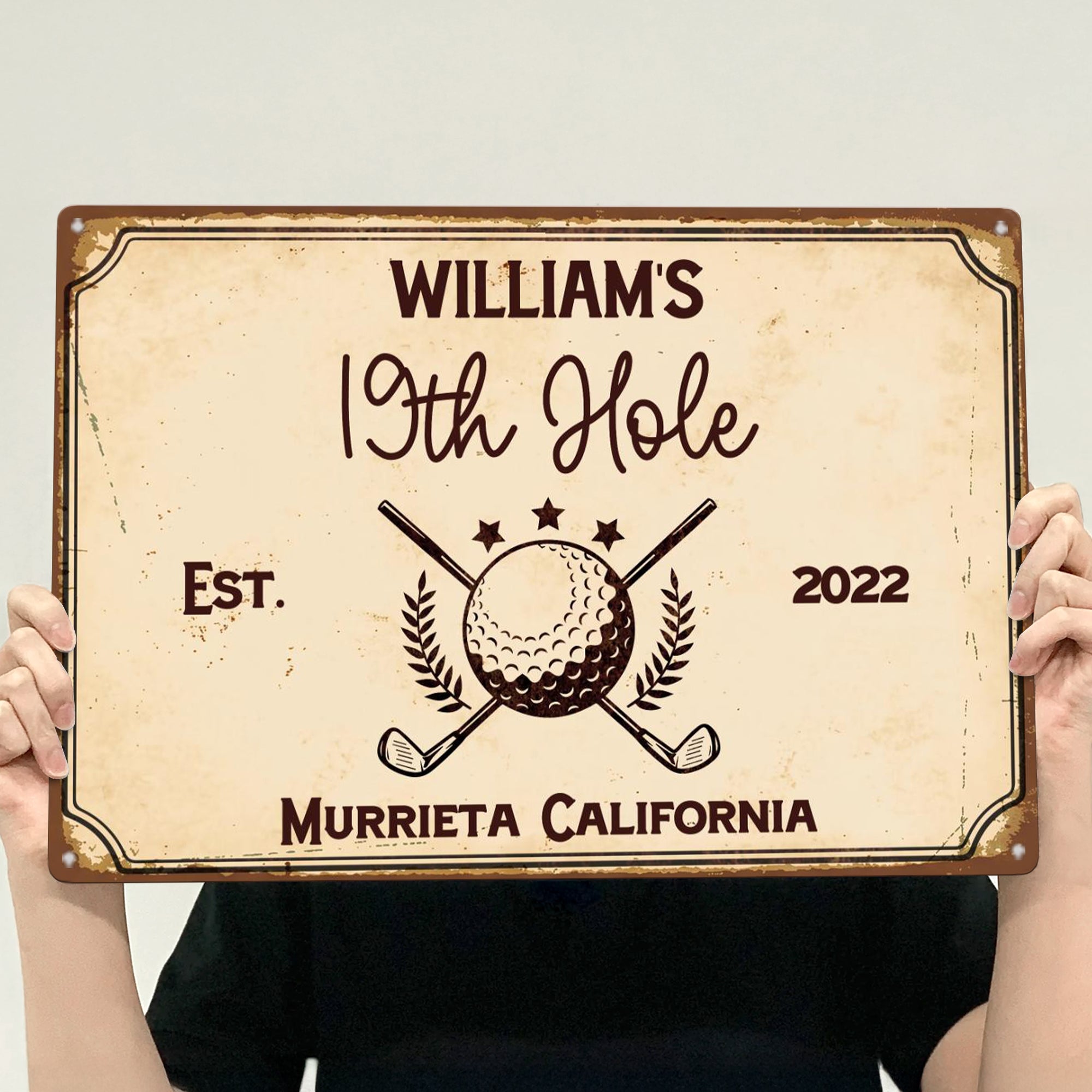 19Th Hole Golf Bar, Golf Decor Gift - Personalized Metal Sign