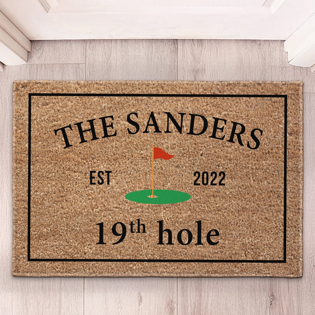 19Th Hole Welcome, Golf Course Entryway Decor Gift - Personalized Doormat