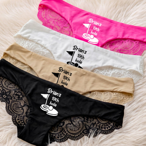 19th Hole Funny Golf Underwear Bachelorette, Wedding Party, Bridal Shower Valentines Anniversary - Personalized Panty