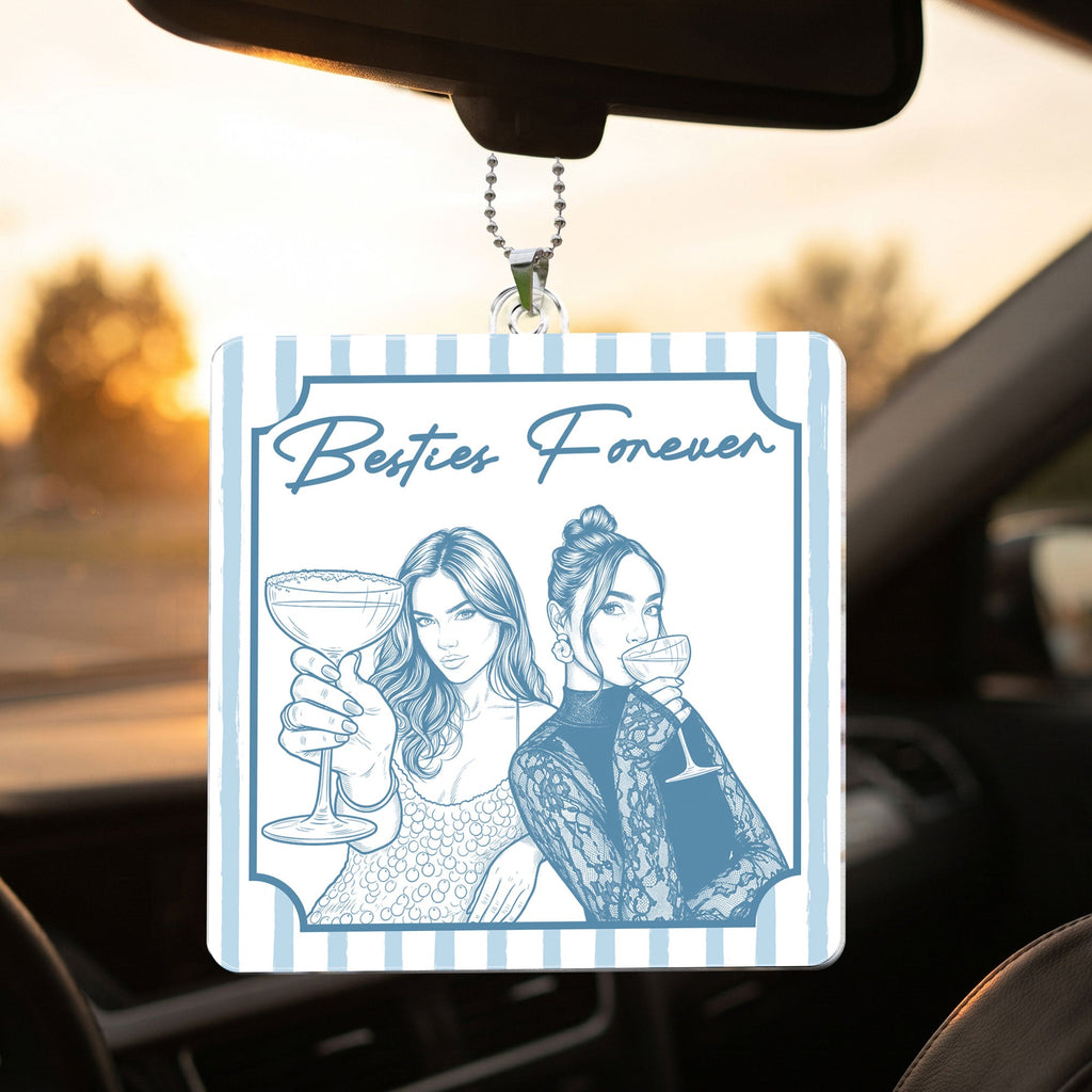 Turn Your Photo Into Art - Friendship Thank You Gift For Besties, Sisters - Personalized Rear View Mirror Accessory