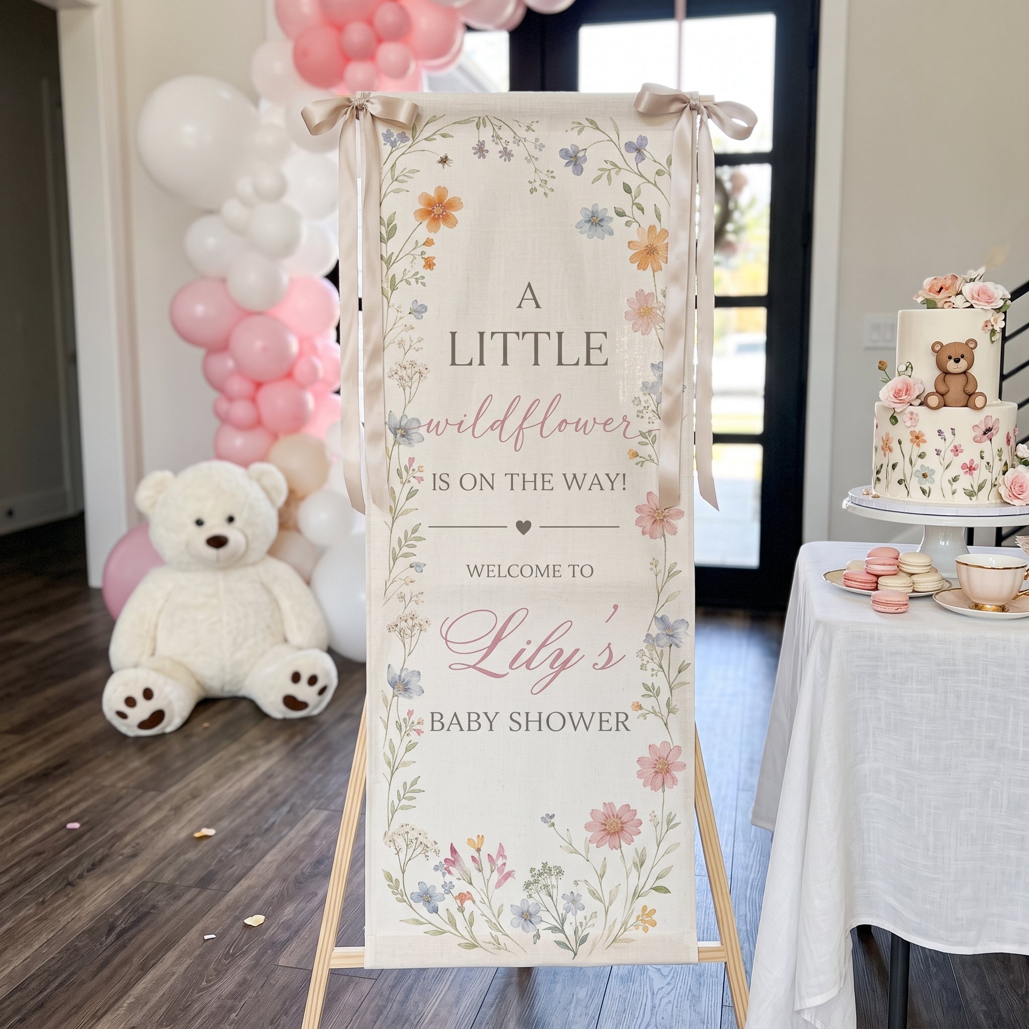 A Little Wildflower Is On The Way Baby Shower - Personalized Welcome Sign