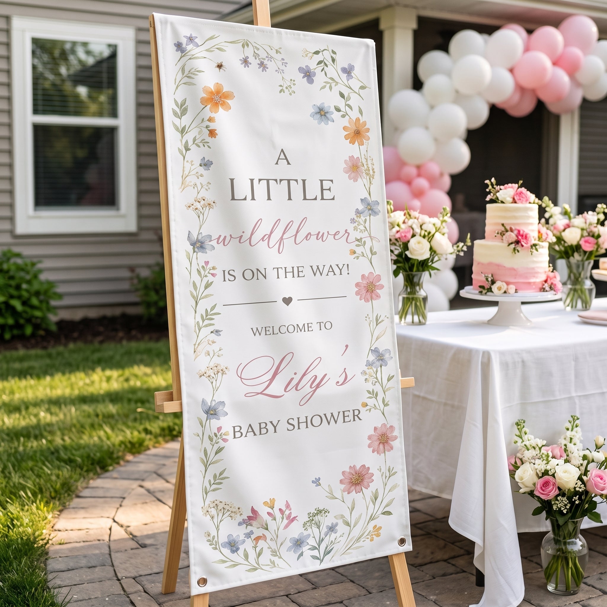 A Little Wildflower Is On The Way Baby Shower - Personalized Welcome Sign