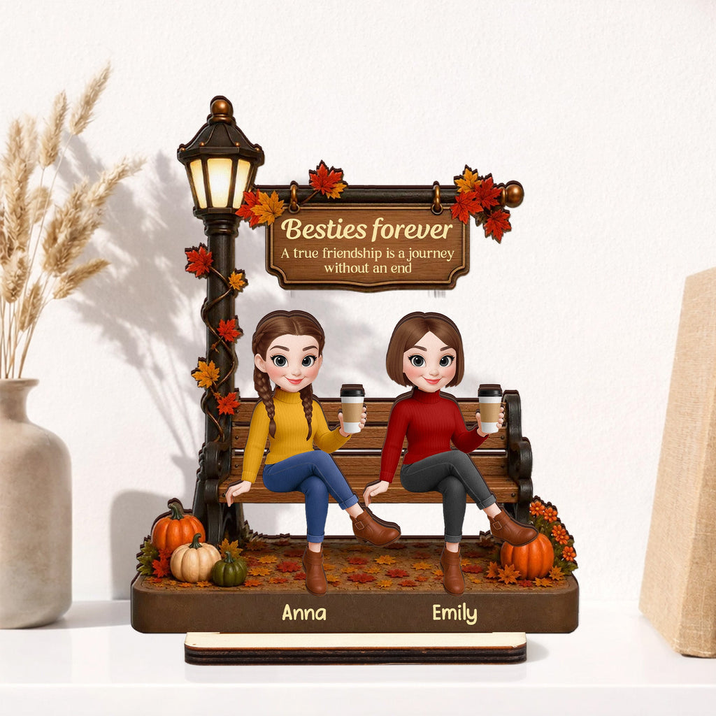 A True Friendship Is A Journey Gift For Besties, BFF, Soul Sisters - Personalized Wooden Plaque