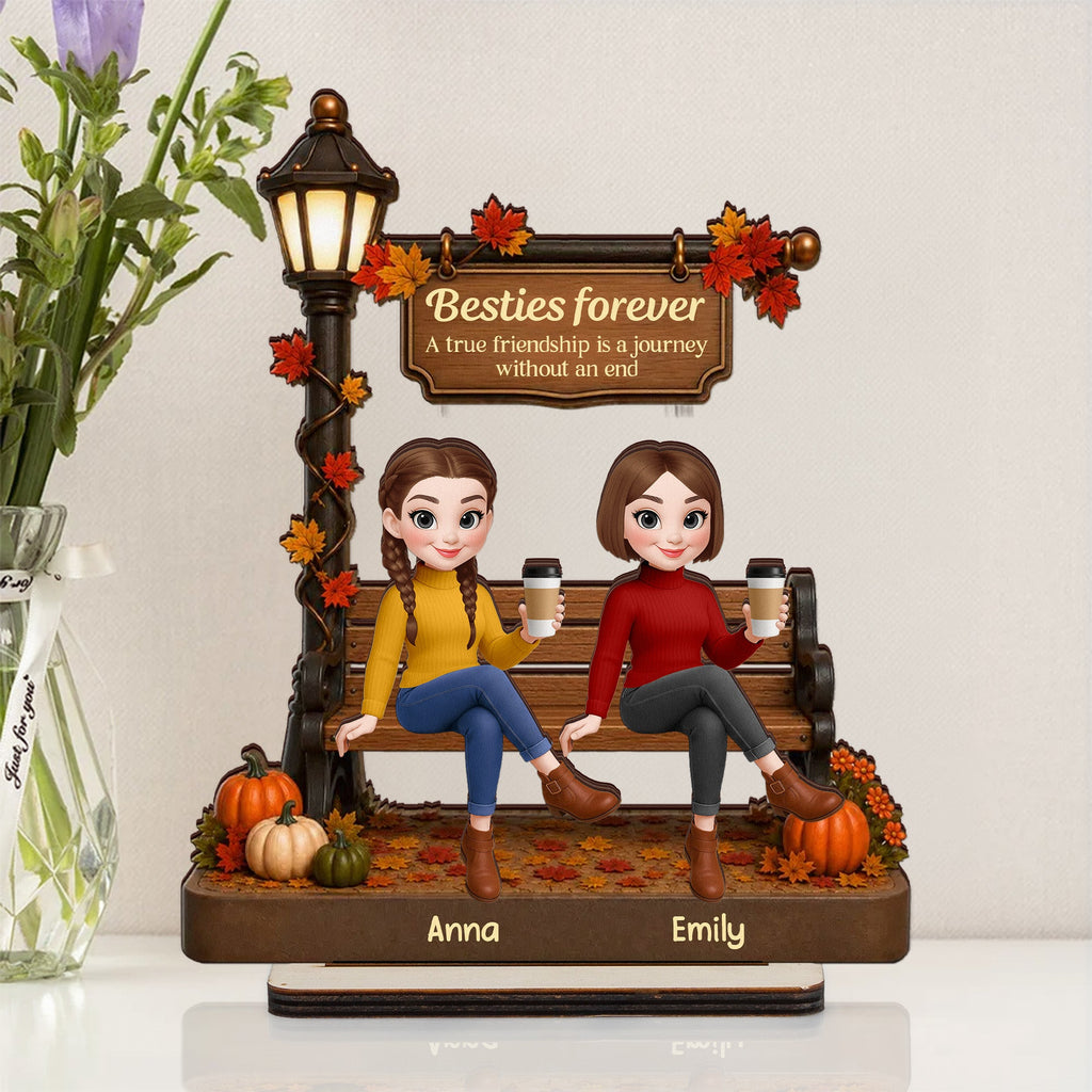 A True Friendship Is A Journey Gift For Besties, BFF, Soul Sisters - Personalized Wooden Plaque