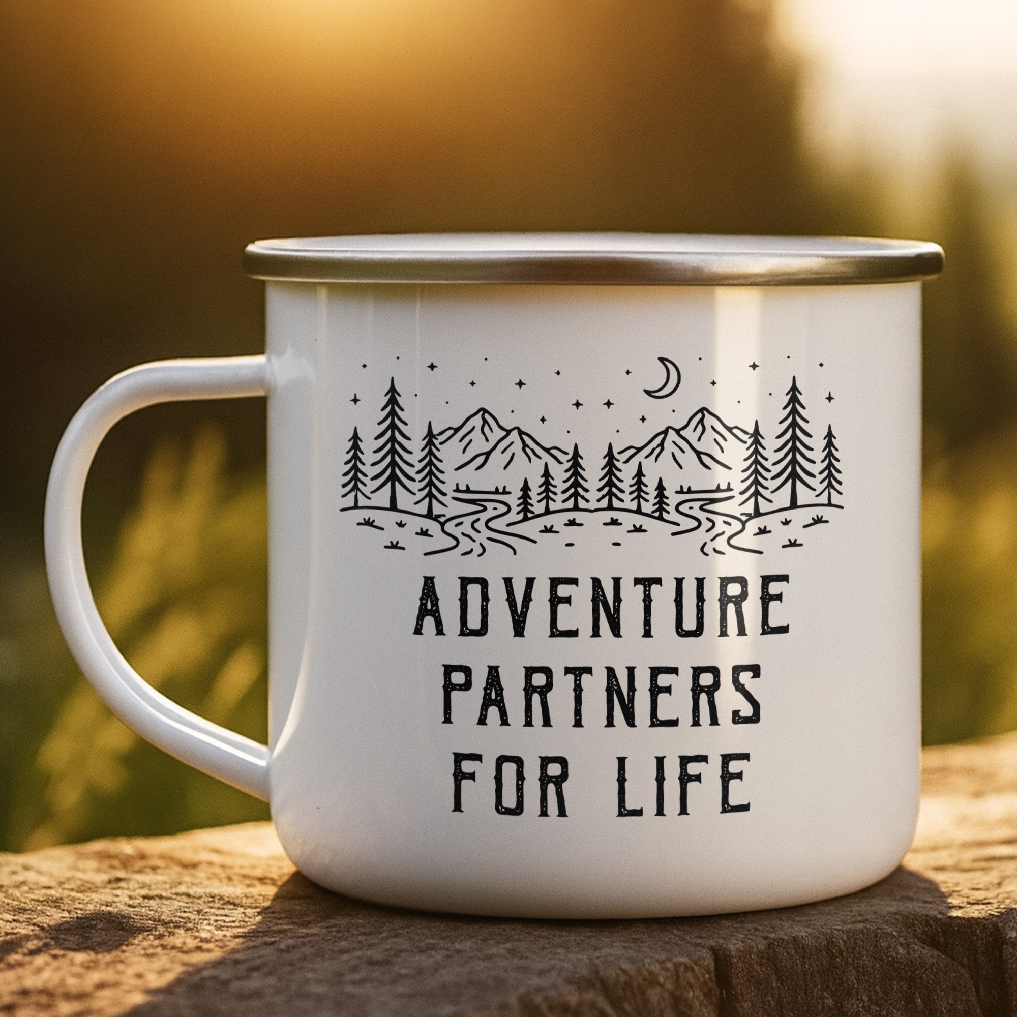 Adventure Partners For Life Couple Anniversary Gifts - Personalized Enamel Mug