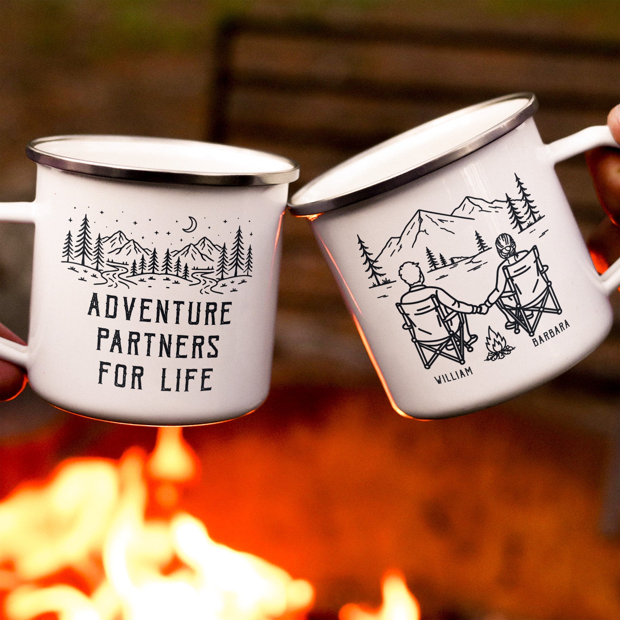 Adventure Partners For Life Couple Anniversary Gifts - Personalized Enamel Mug