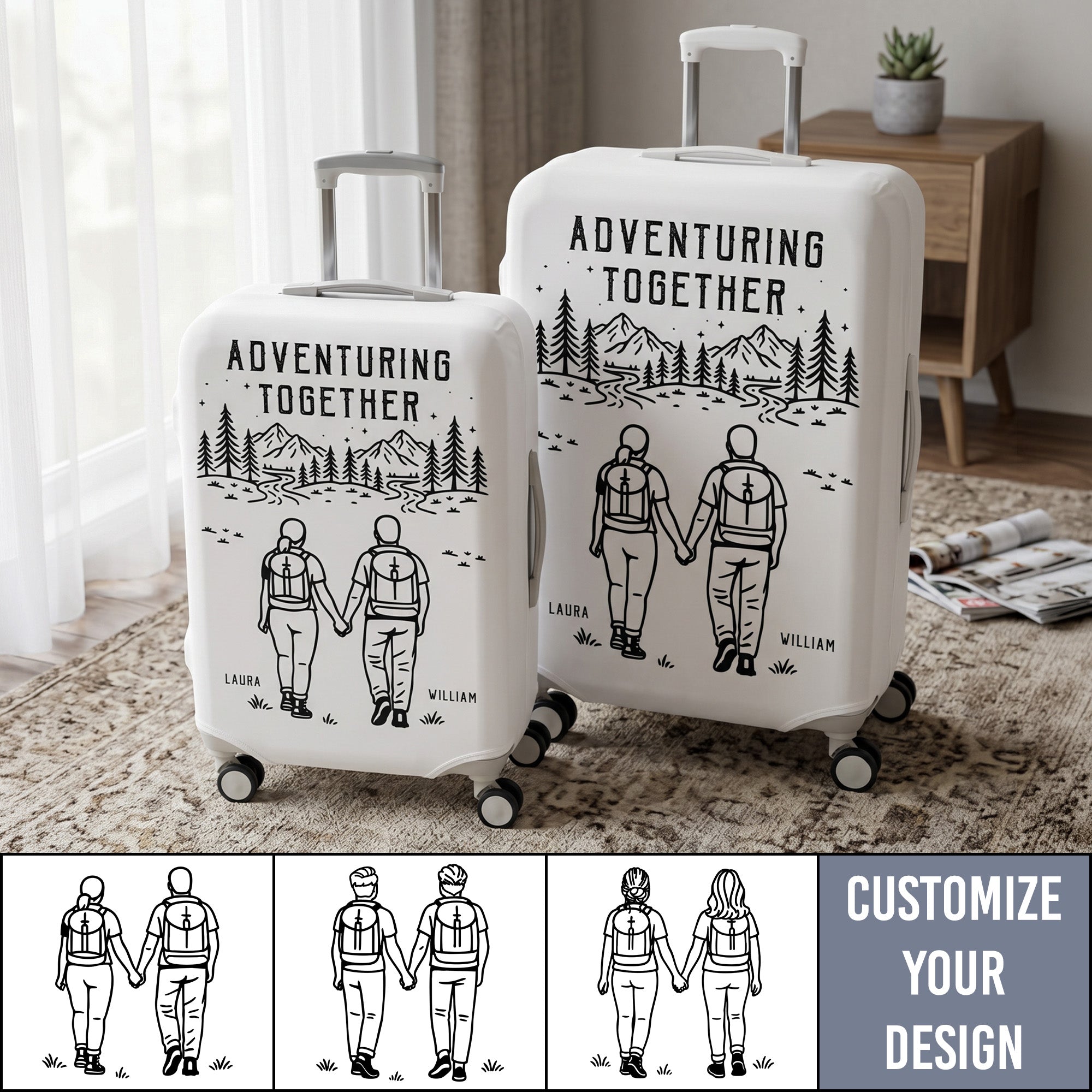 Adventuring Together Couple Anniversary Wedding Gifts For Her, Him - Personalized Luggage Cover