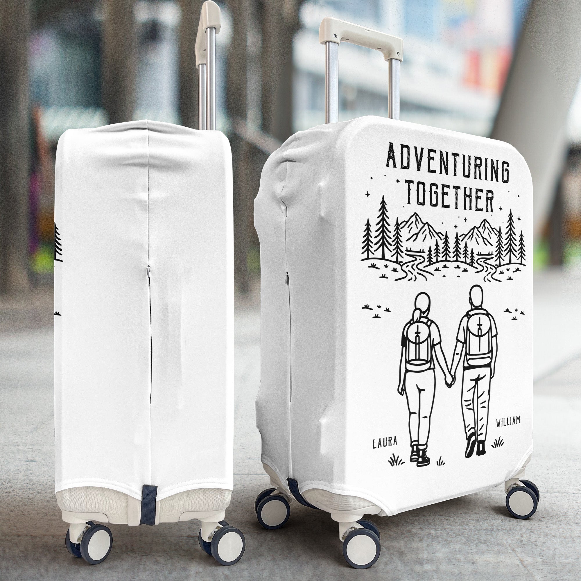 Adventuring Together Couple Anniversary Wedding Gifts For Her, Him - Personalized Luggage Cover