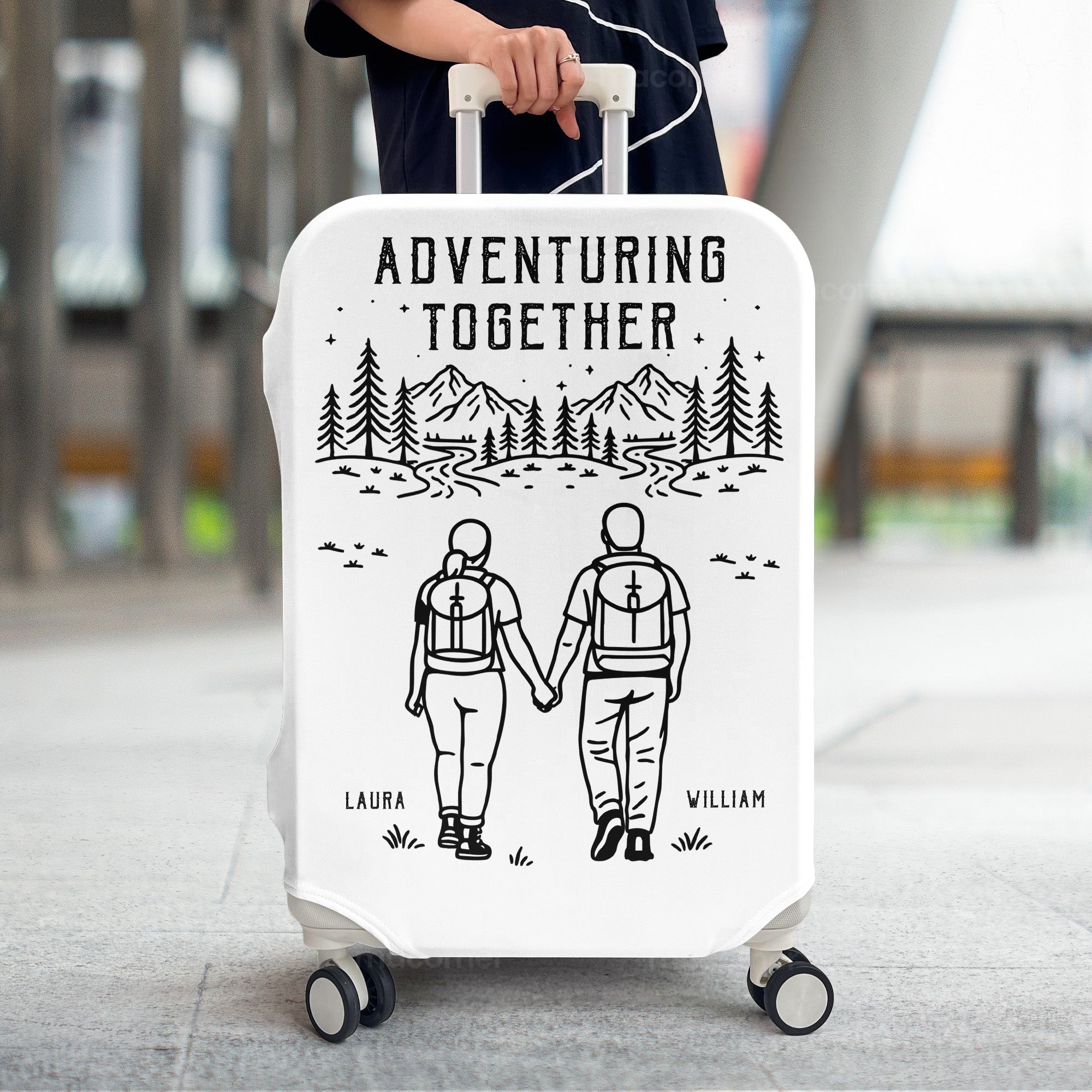 Adventuring Together Couple Anniversary Wedding Gifts For Her, Him - Personalized Luggage Cover
