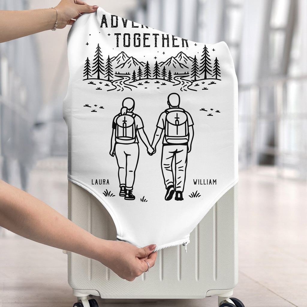 Adventuring Together Couple Anniversary Wedding Gifts For Her, Him - Personalized Luggage Cover