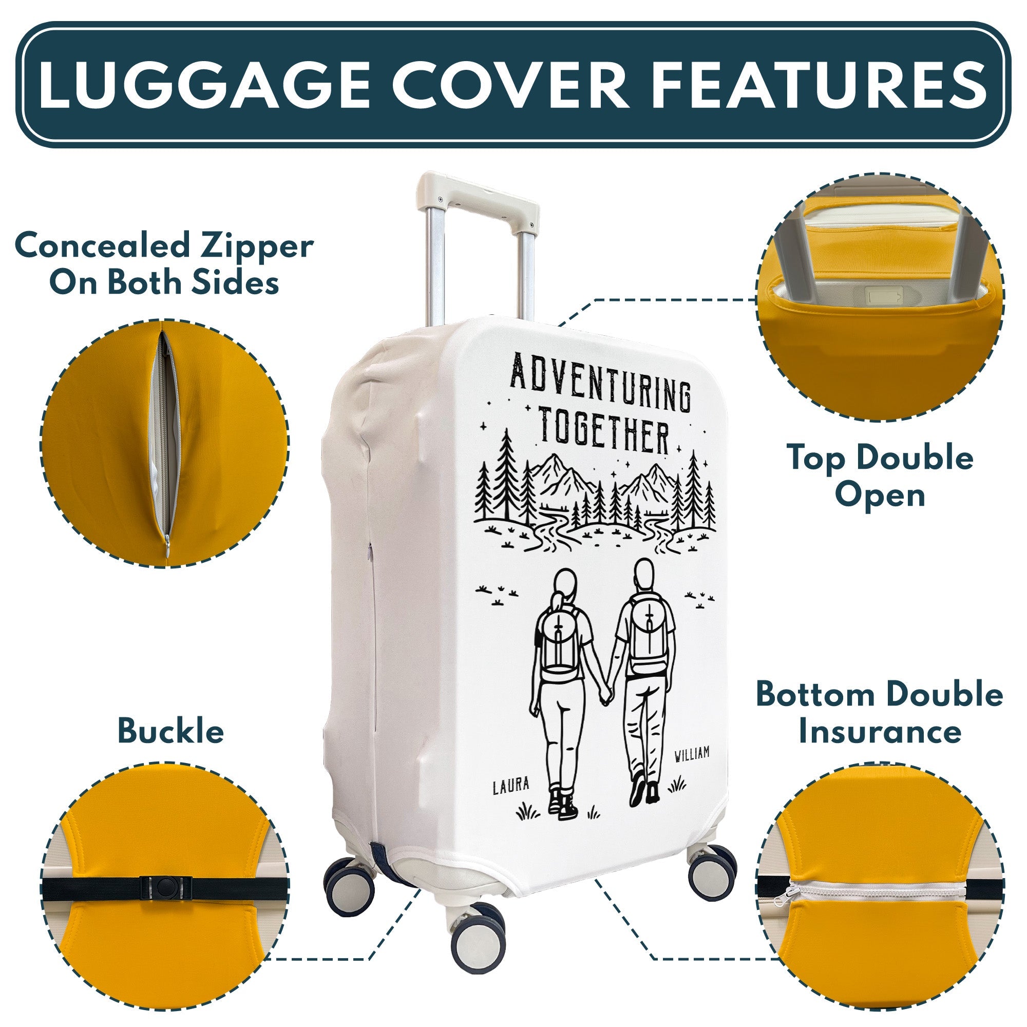 Adventuring Together Couple Anniversary Wedding Gifts For Her, Him - Personalized Luggage Cover