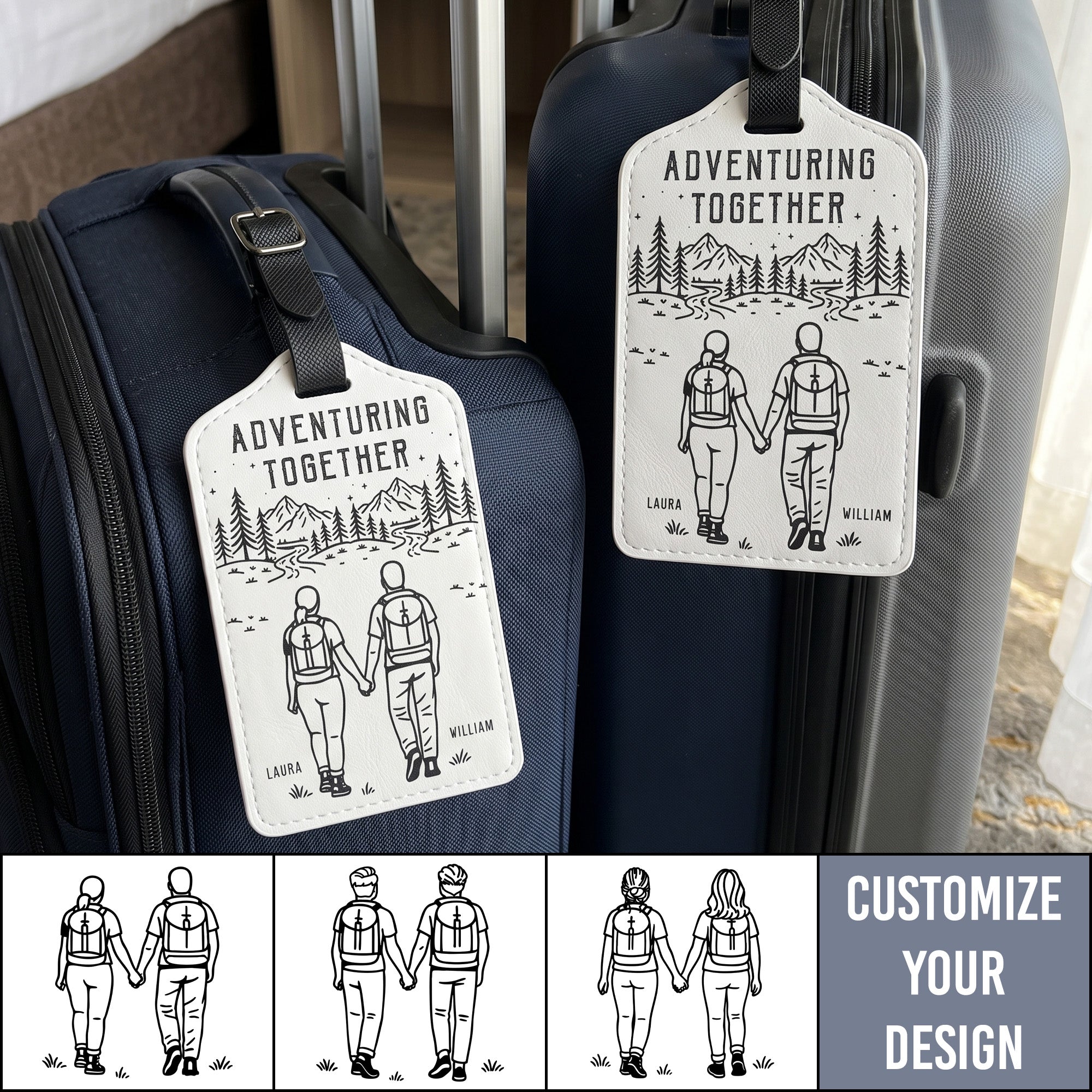 Adventuring Together Couple His & Hers Anniversary Wedding Gifts - Personalized Luggage Tag