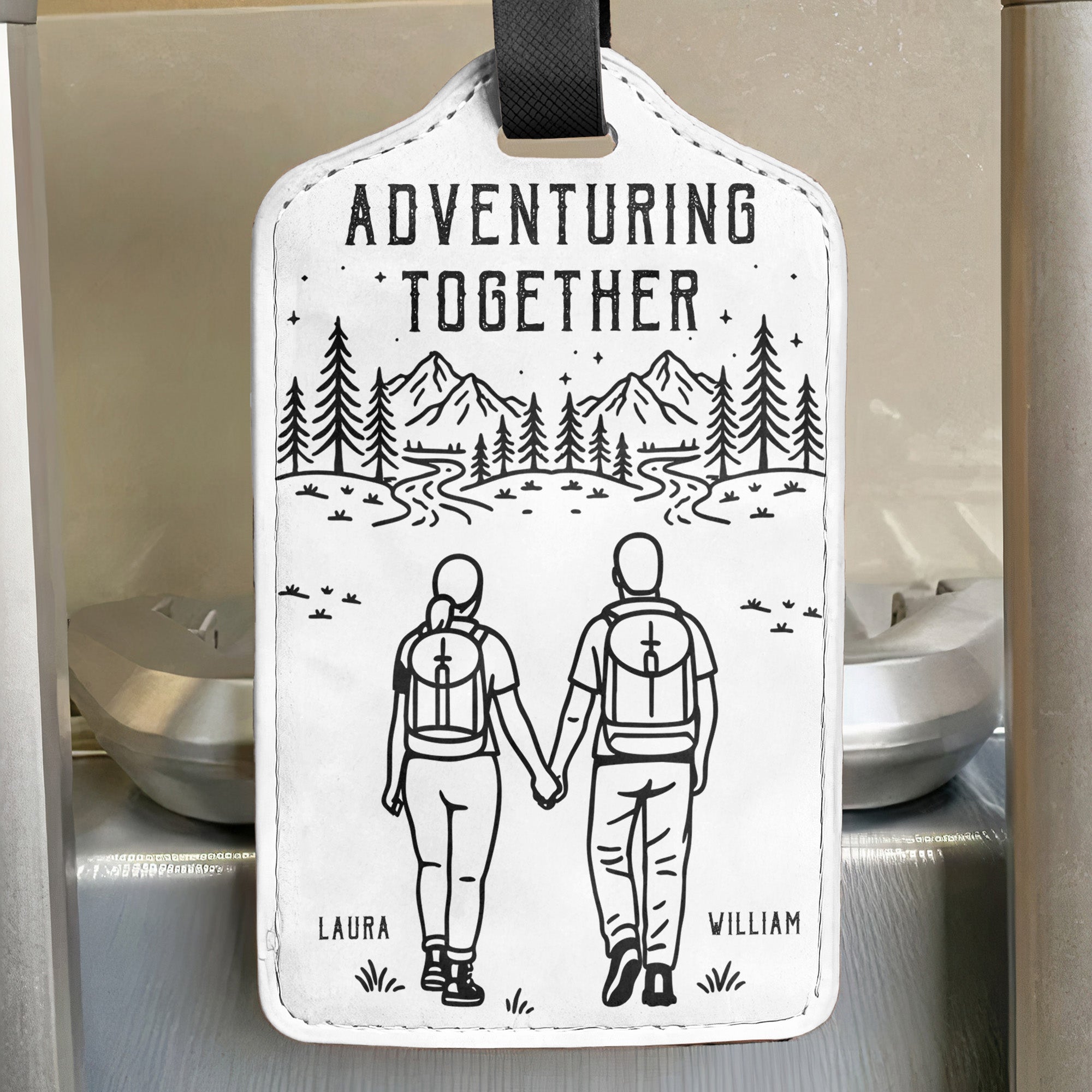 Adventuring Together Couple His & Hers Anniversary Wedding Gifts - Personalized Luggage Tag