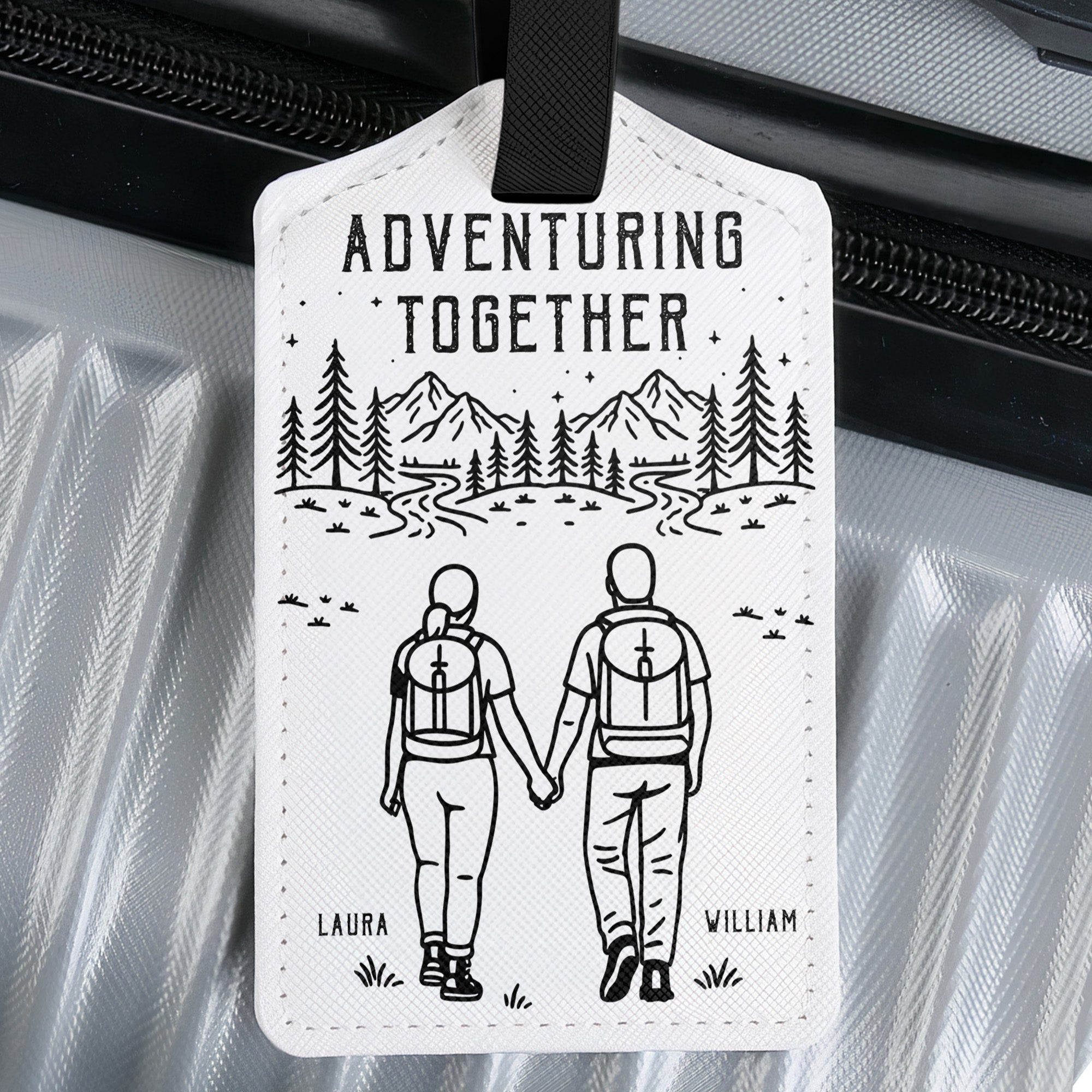 Adventuring Together Couple His & Hers Anniversary Wedding Gifts - Personalized Luggage Tag
