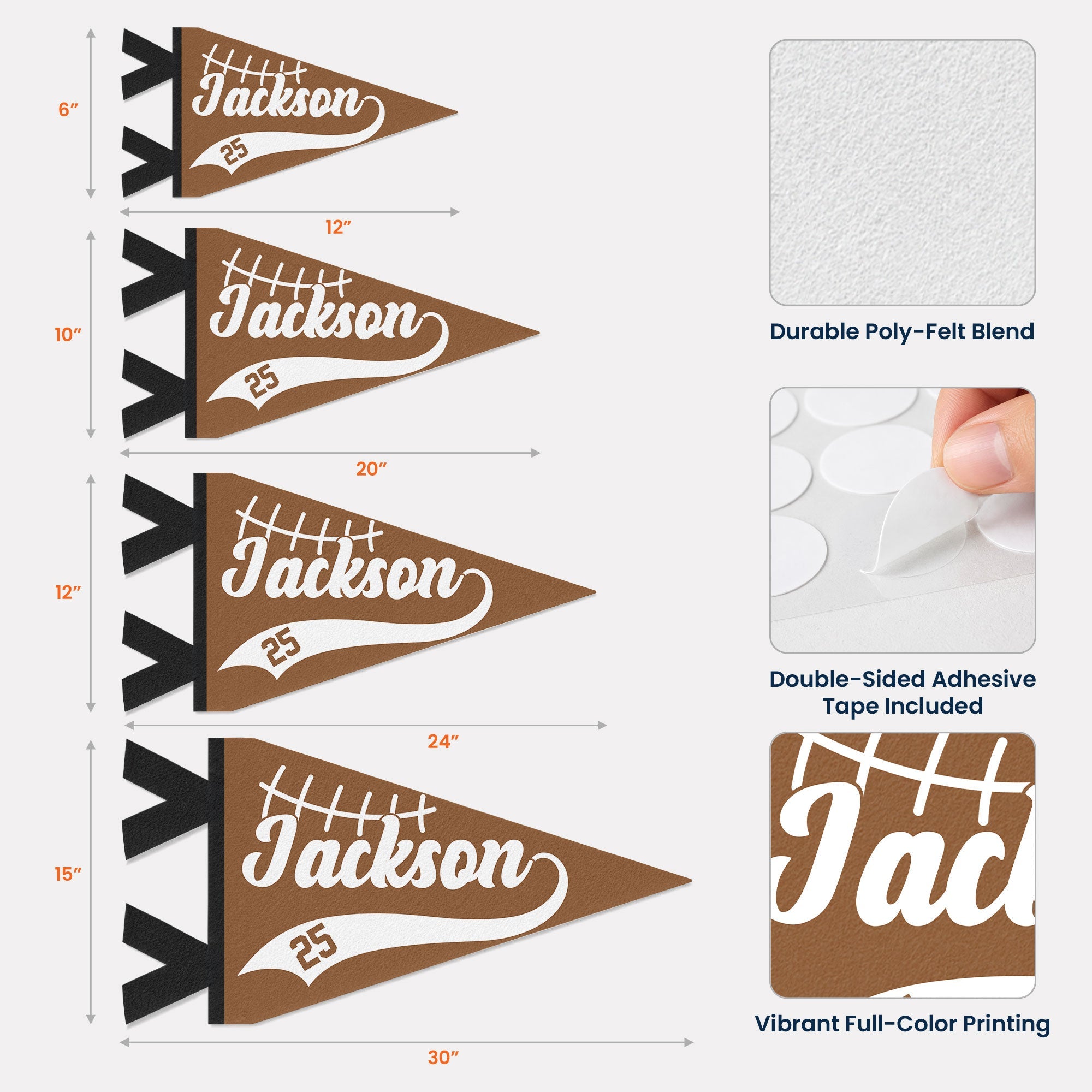 American Football Player Custom Name And Number - Personalized Pennant