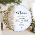 Baby’s First Christmas Custom Birth Stats, Newborn Name & Year - Personalized Resin Ornament