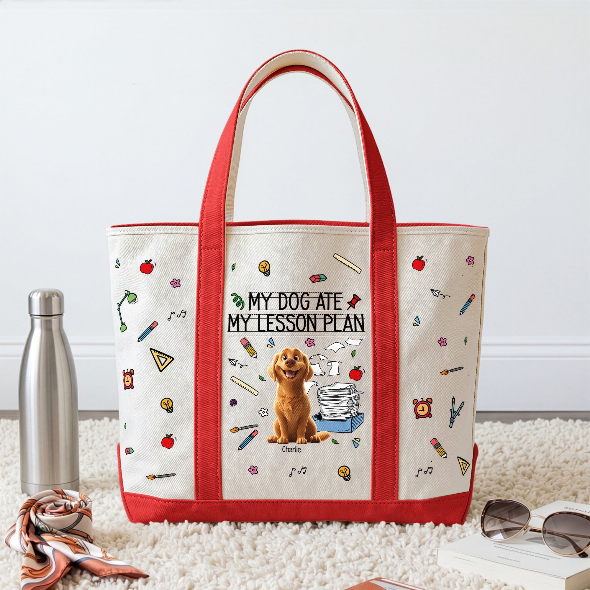 Back To School Gift For Teacher My Dog Ate My Lesson Plan - Personalized Tote Bag