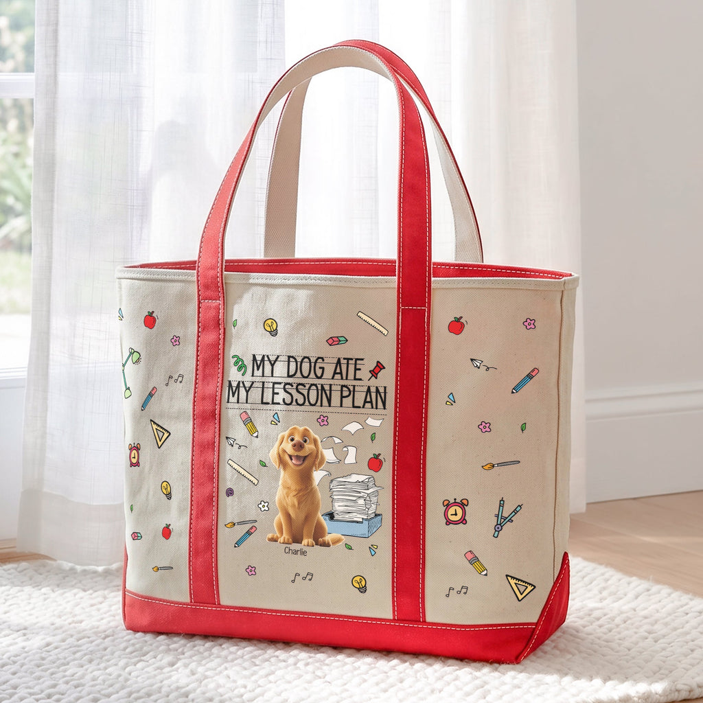 Back To School Gift For Teacher My Dog Ate My Lesson Plan - Personalized Tote Bag