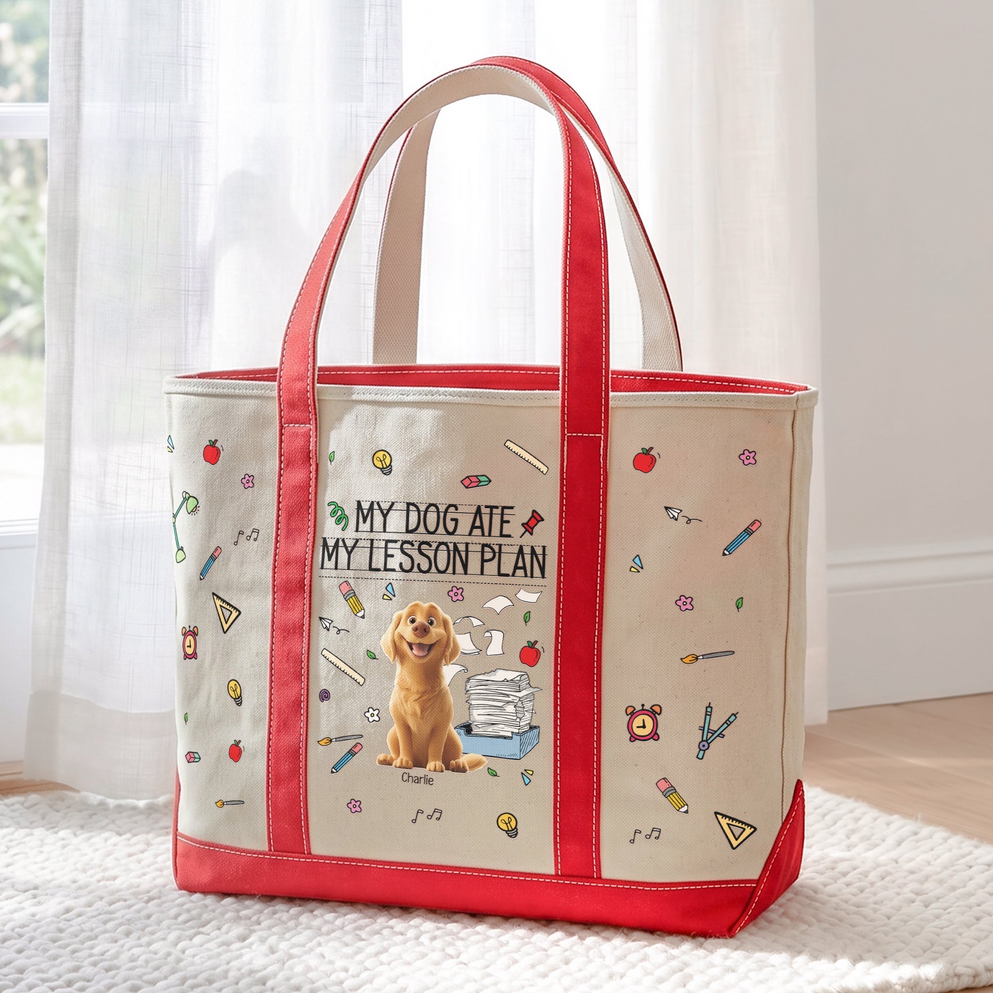 Back To School Gift For Teacher My Dog Ate My Lesson Plan - Personalized Tote Bag