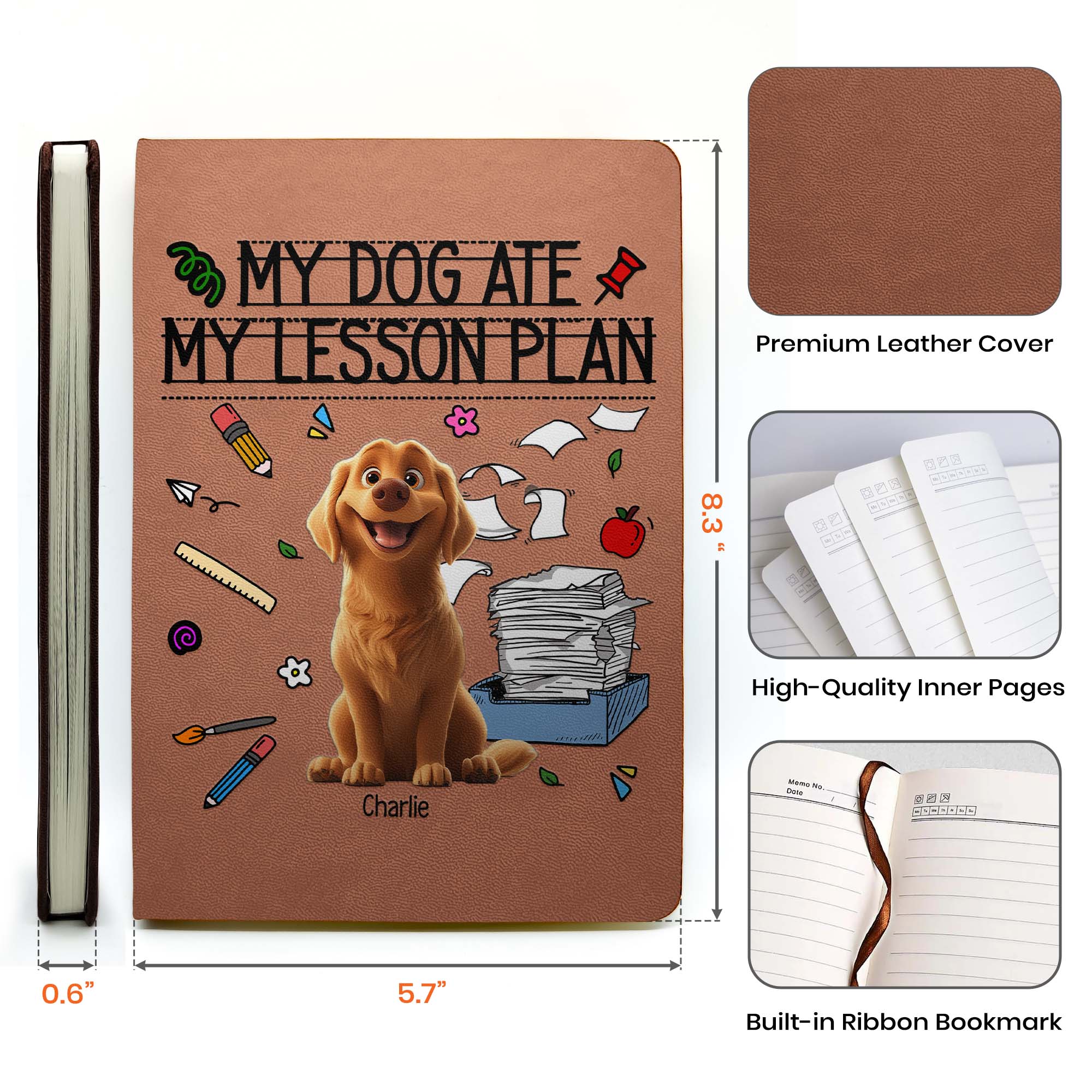 Back To School Teacher Gift My Dog Ate My Lesson Plan - Personalized Journal