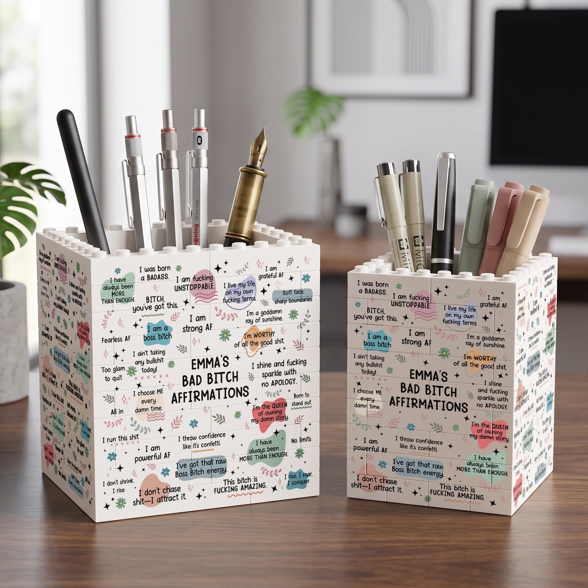 Bad B*tch Affirmations Gifts For Her, Coworkers, Friends - Personalized Pen Holder