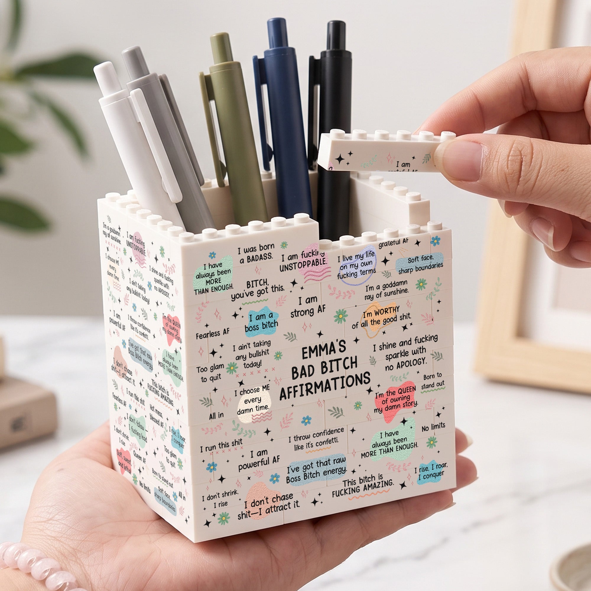 Bad B*tch Affirmations Gifts For Her, Coworkers, Friends - Personalized Pen Holder