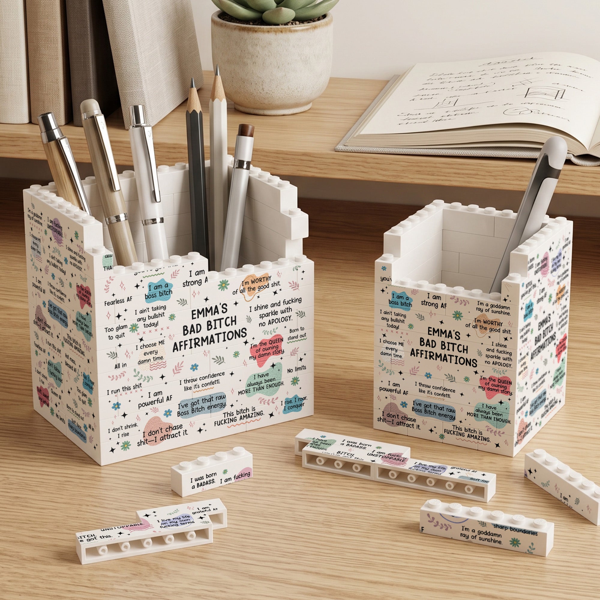 Bad B*tch Affirmations Gifts For Her, Coworkers, Friends - Personalized Pen Holder