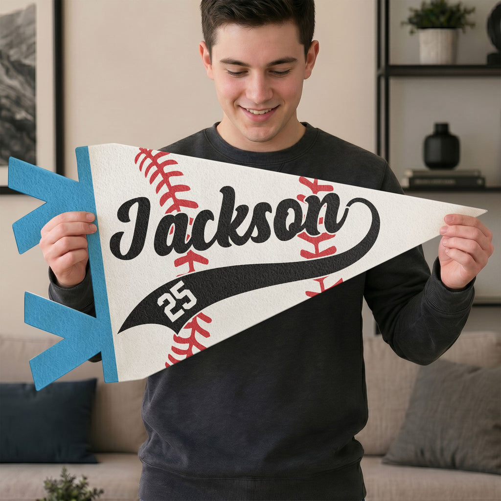 Baseball Player Custom Name And Number - Personalized Pennant