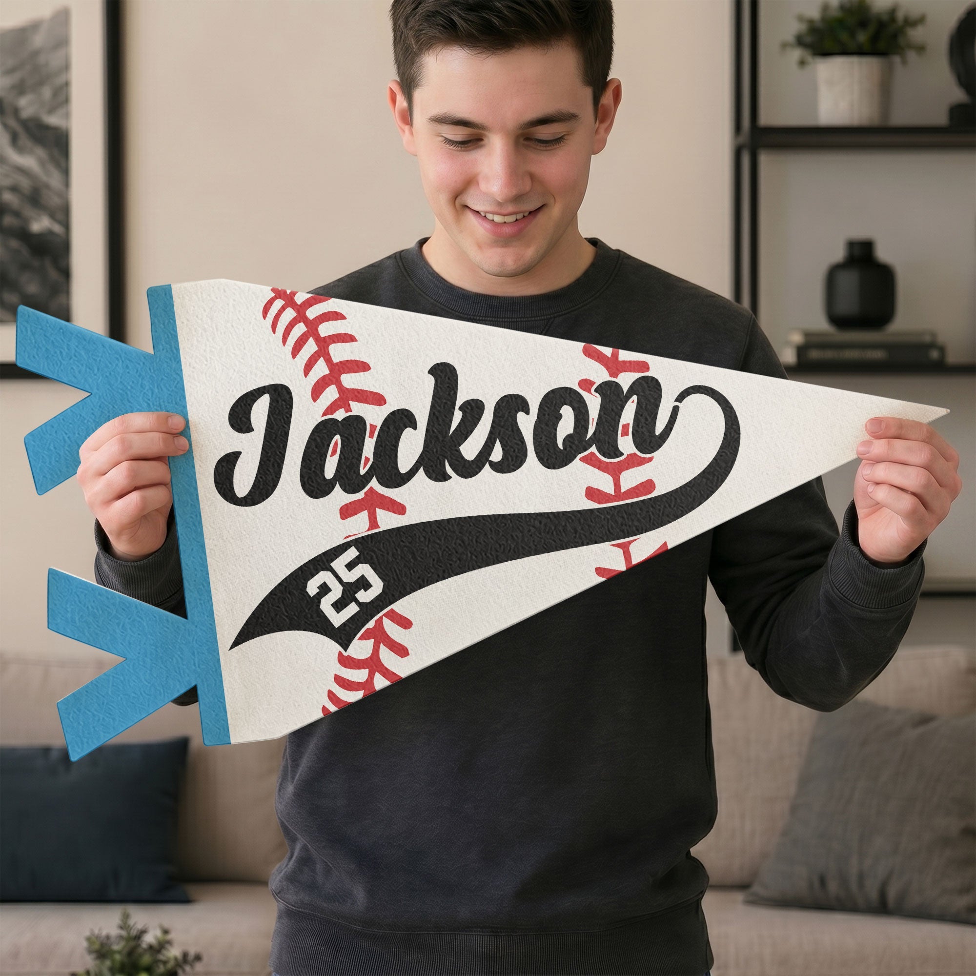 Baseball Player Custom Name And Number - Personalized Pennant