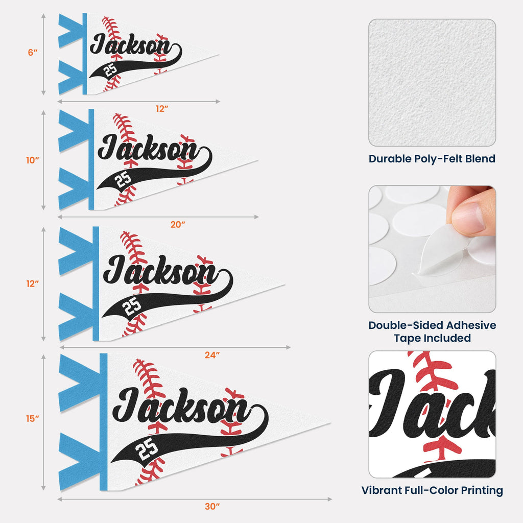 Baseball Player Custom Name And Number - Personalized Pennant