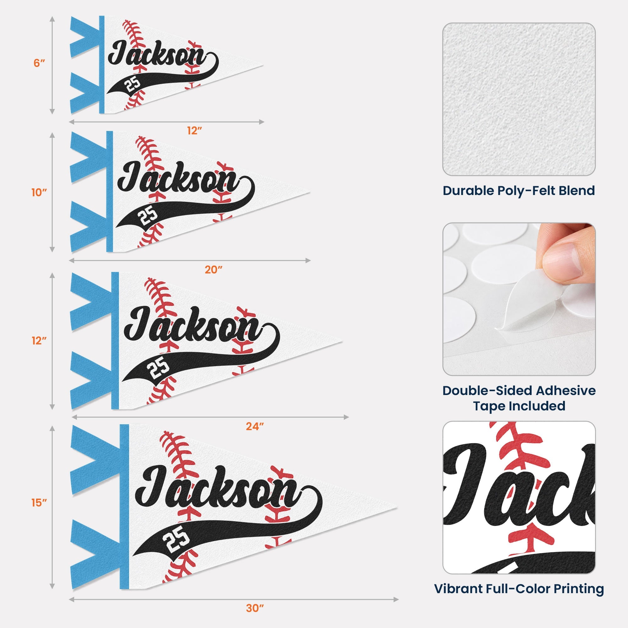 Baseball Player Custom Name And Number - Personalized Pennant