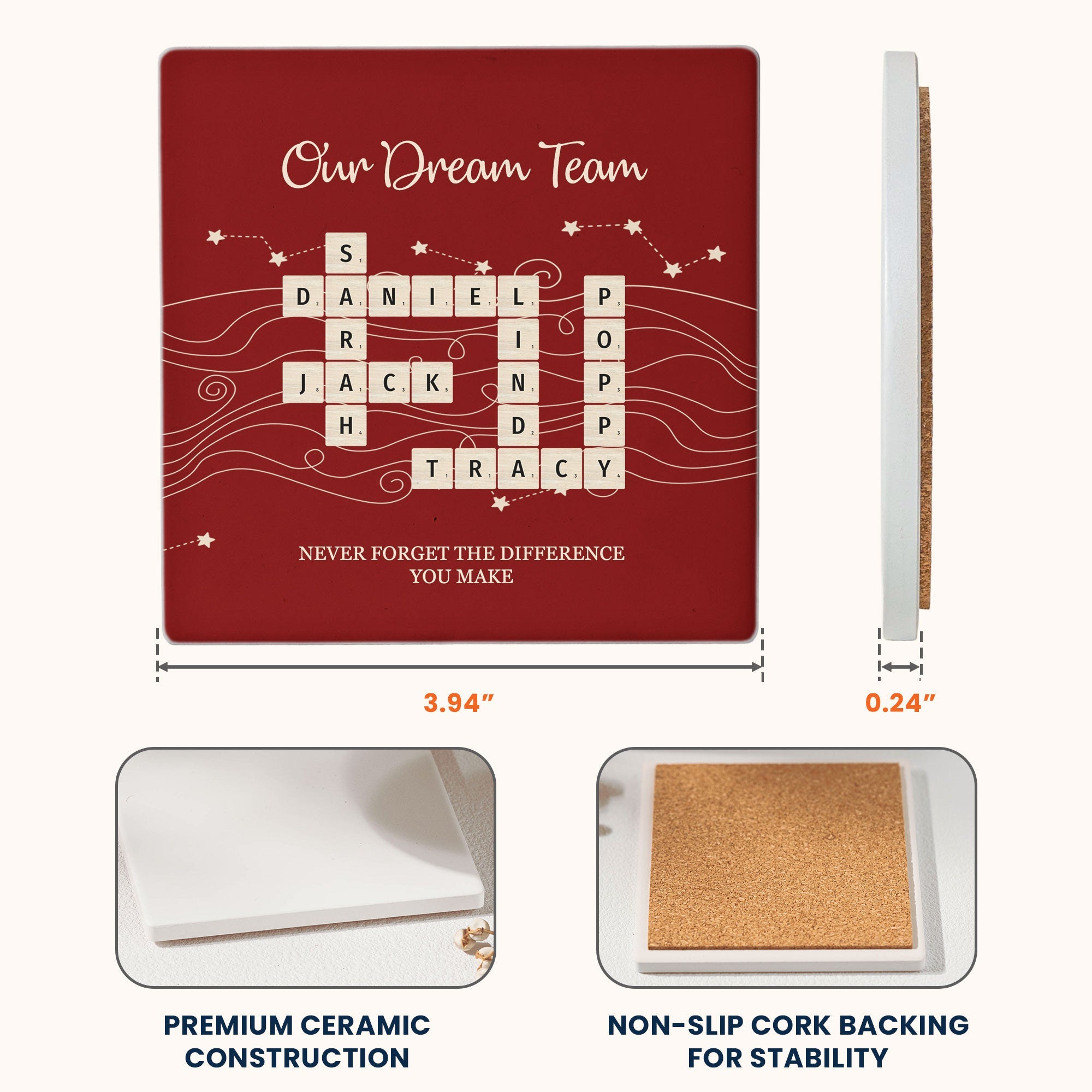 Best Team Ever Gifts For Coworkers, Friends - Personalized Coaster