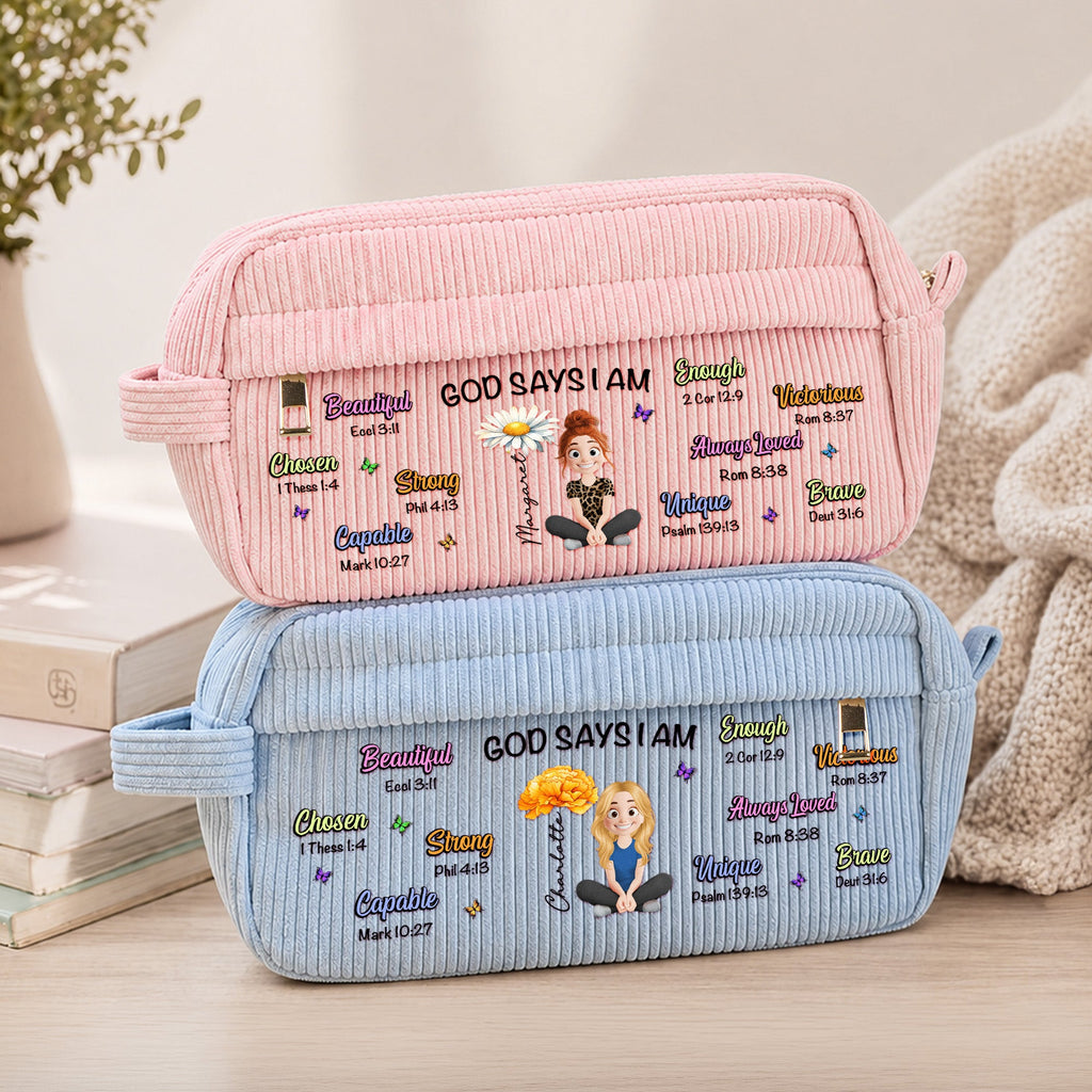 Birth Flower God Says I Am - Personalized Pencil Case