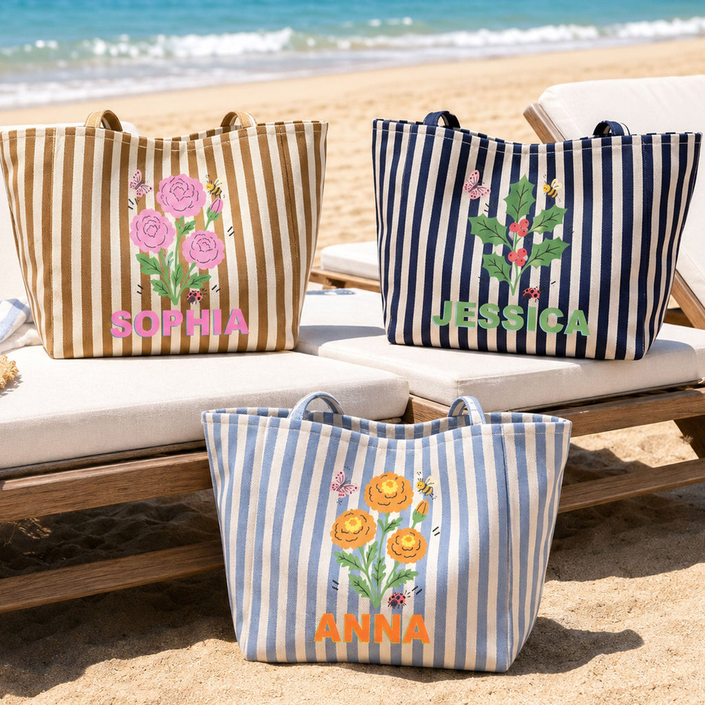 Birth Month Flower Gift For Friends, Wife, Daughter For Her - Personalized Tote Bag