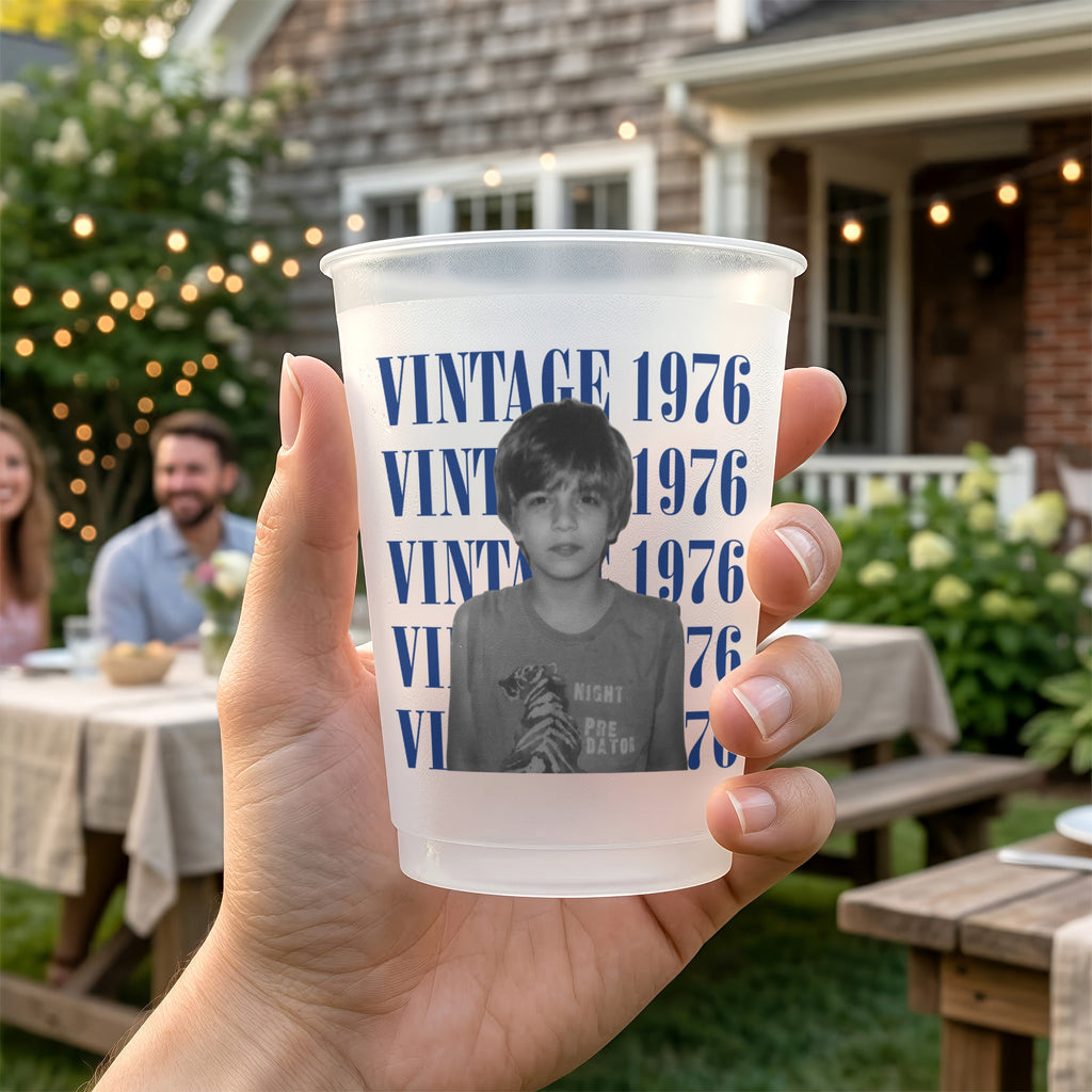 Birthday Party Favors Custom Vintage Photo And Year, Childhood Photo - Personalized Cups