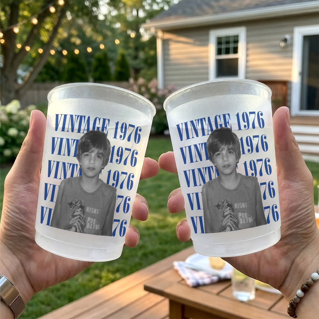 Birthday Party Favors Custom Vintage Photo And Year, Childhood Photo - Personalized Cups