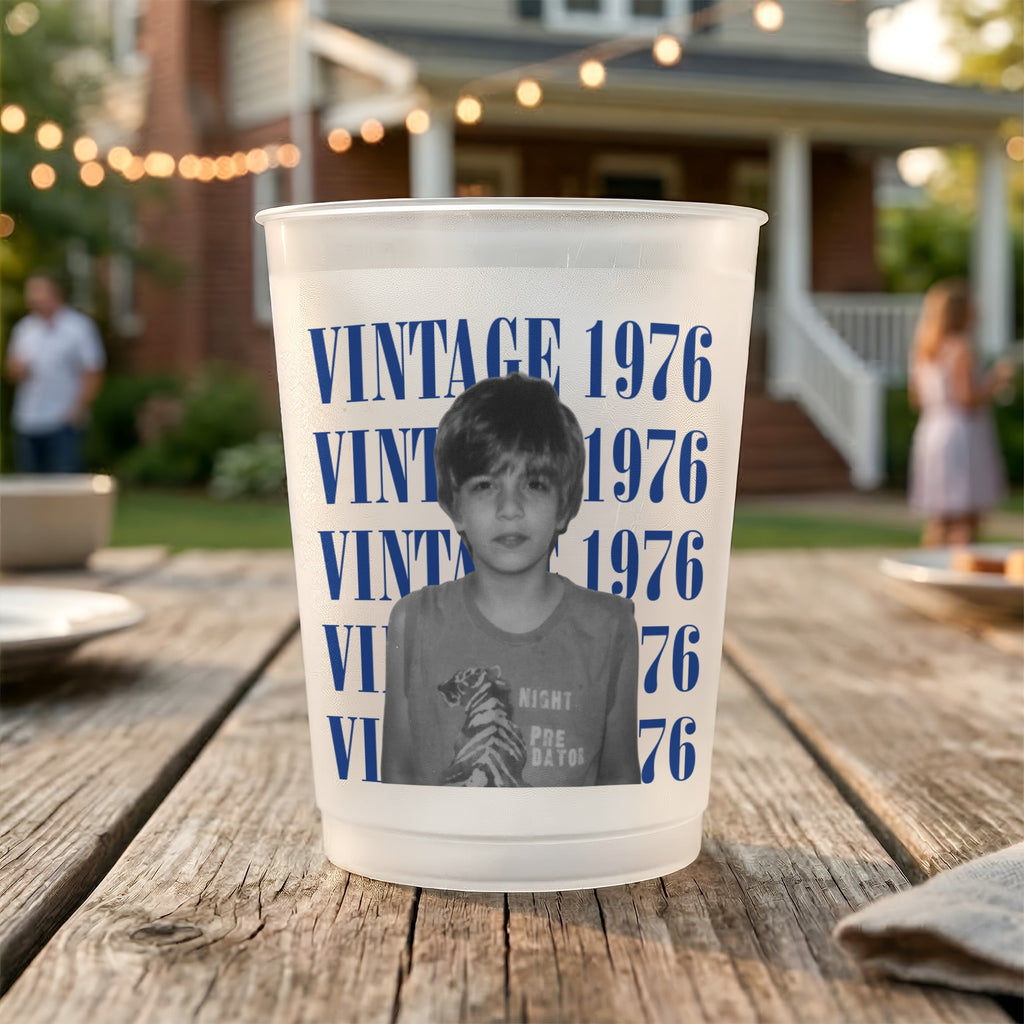 Birthday Party Favors Custom Vintage Photo And Year, Childhood Photo - Personalized Cups
