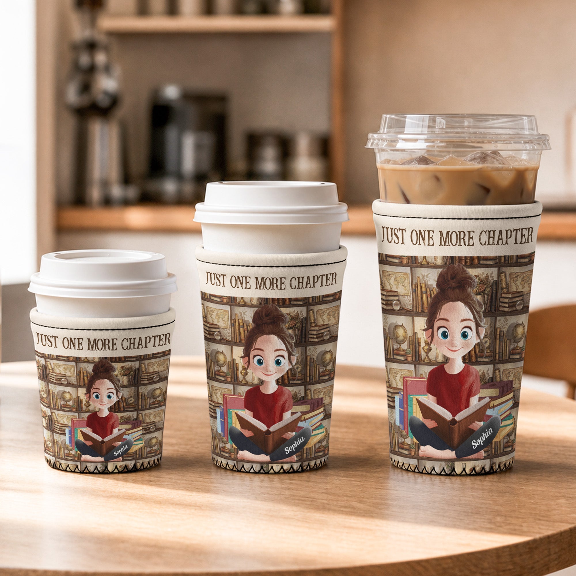 Books Lover Book Pattern - Personalized Iced Coffee Sleeve