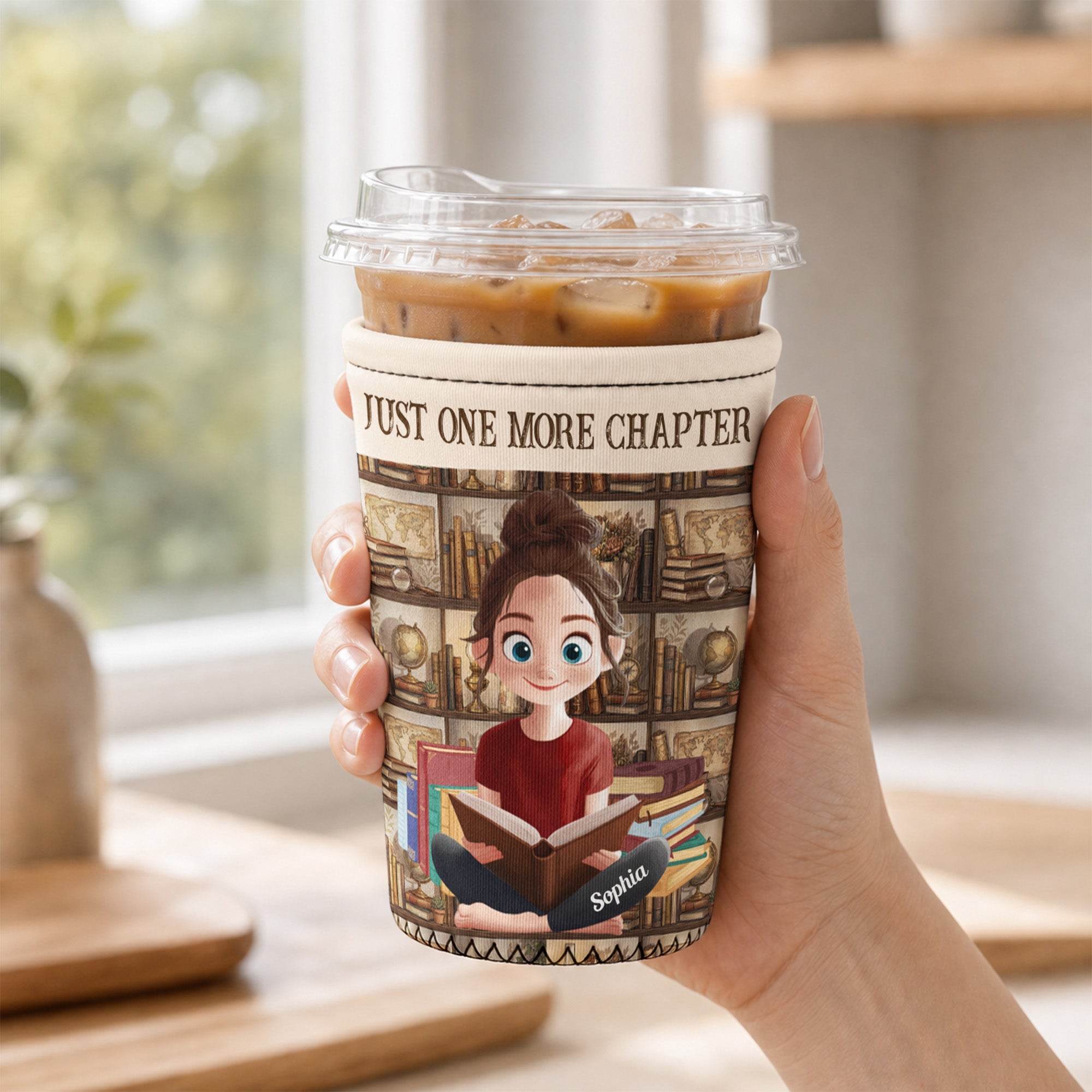 Books Lover Book Pattern - Personalized Iced Coffee Sleeve