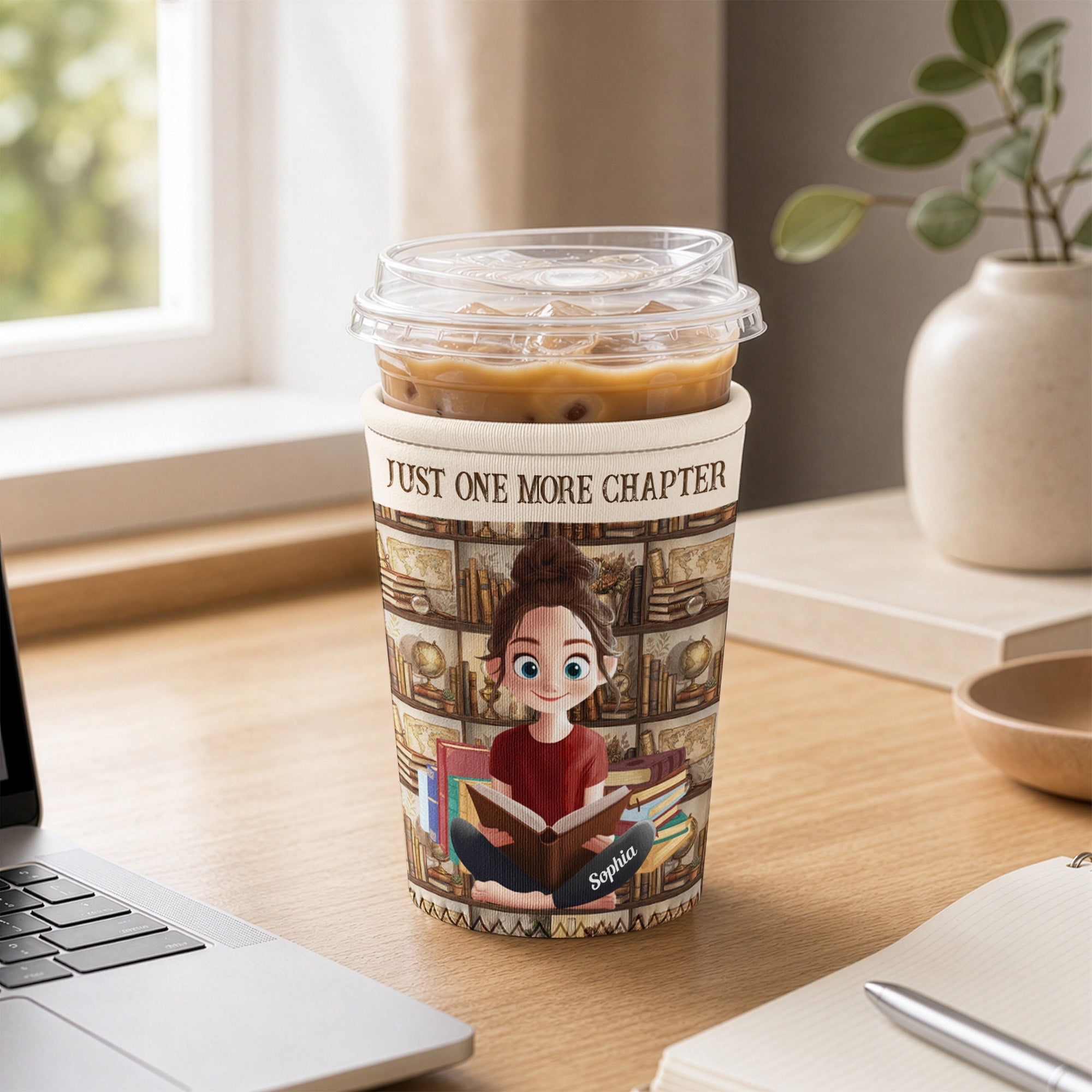 Books Lover Book Pattern - Personalized Iced Coffee Sleeve
