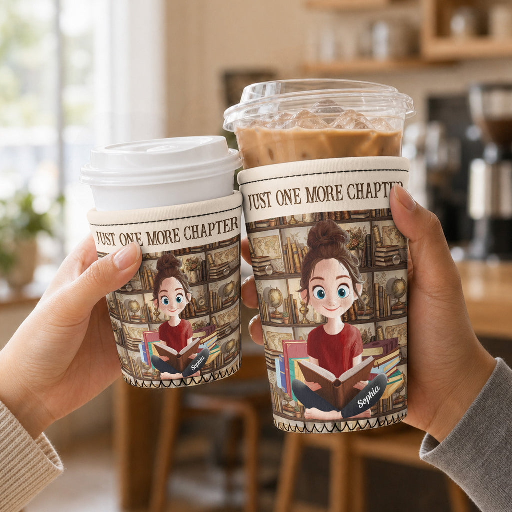 Books Lover Book Pattern - Personalized Iced Coffee Sleeve