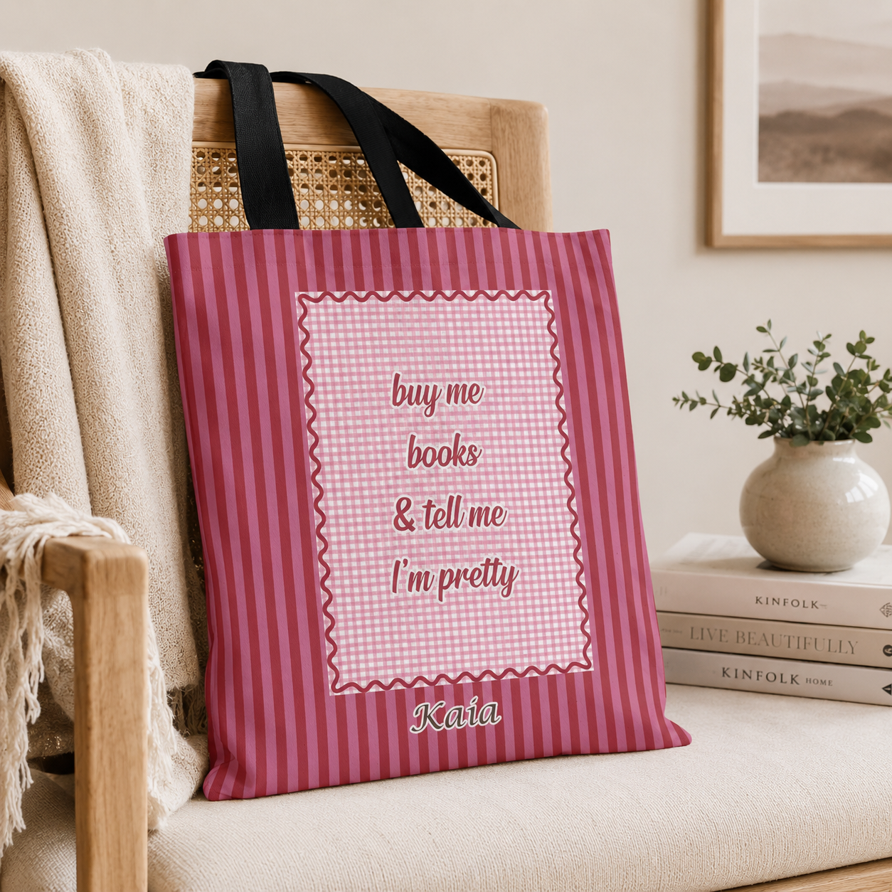 Buy Me Books & Tell Me I'm Pretty - Personalized Tote Bag