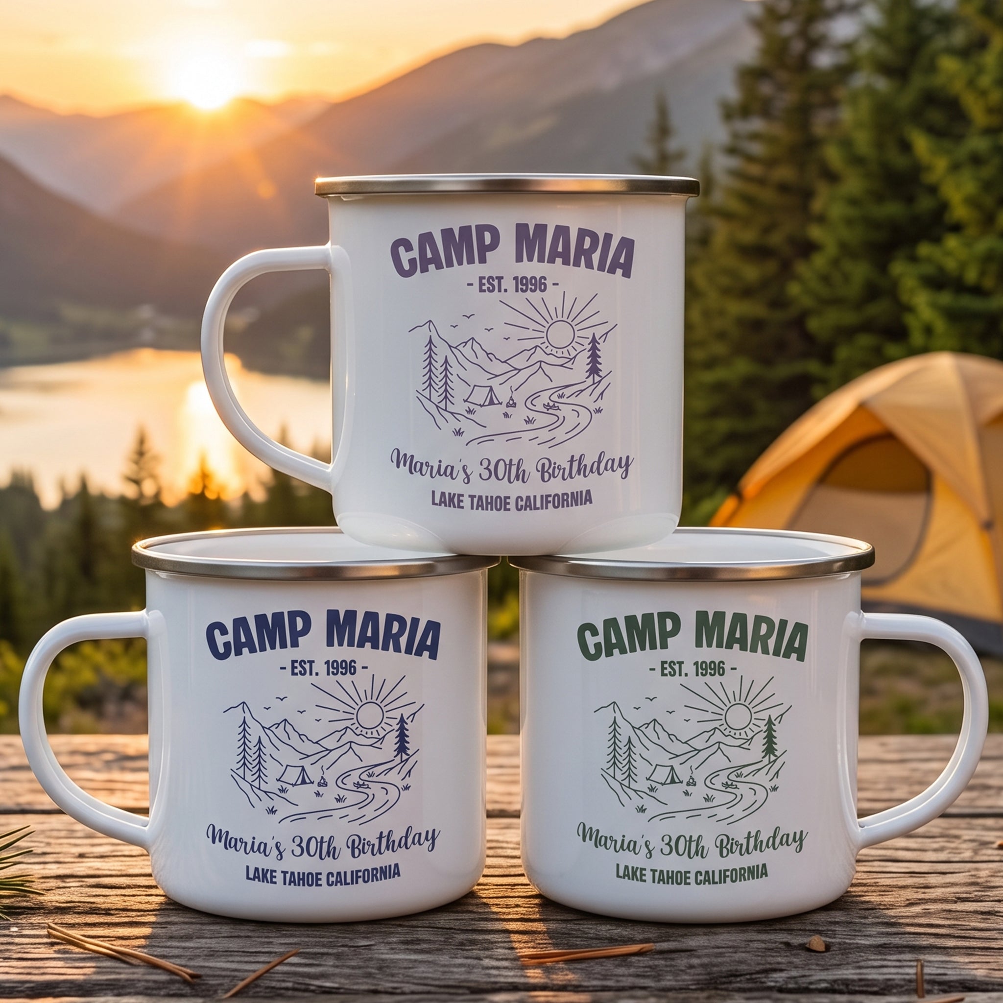 Camp Birthday Custom Milestone Birthday Camping Trip Party Favors - Personalized Mugs