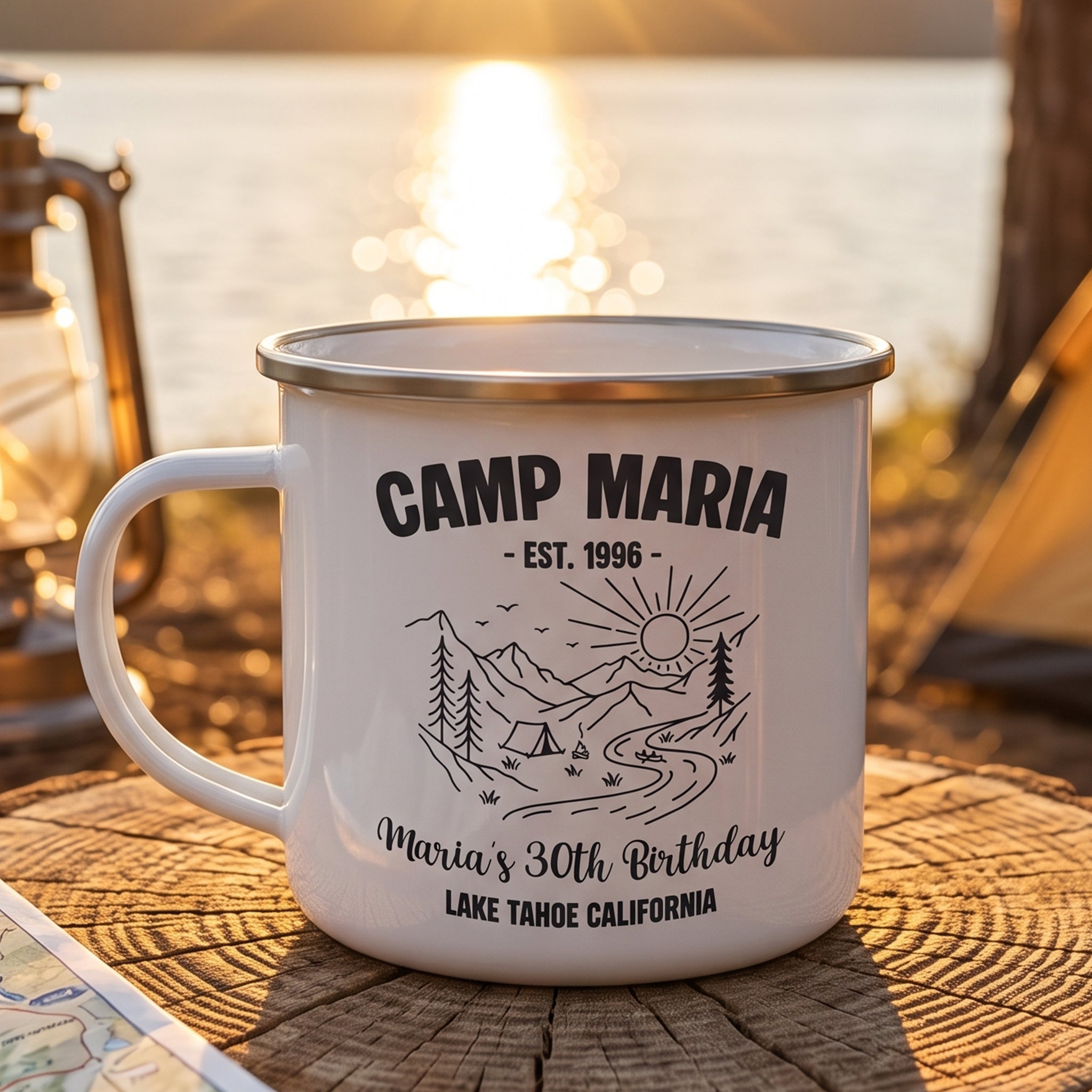 Camp Birthday Custom Milestone Birthday Camping Trip Party Favors - Personalized Mugs