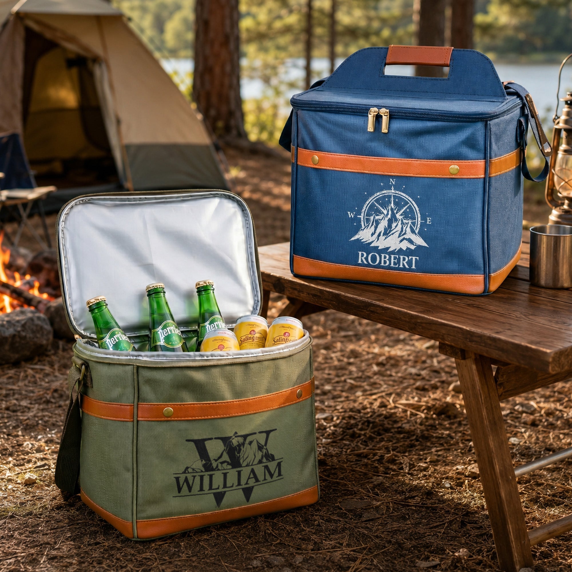 Camping, Forest, Mountain Custom Name, Monogram - Personalized Cooler Bag