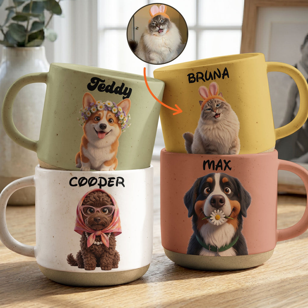 Cartoon Your Pet - Gifts For Dog Lovers, Cat Lovers Pottery Coffee Cup - Personalized Mug