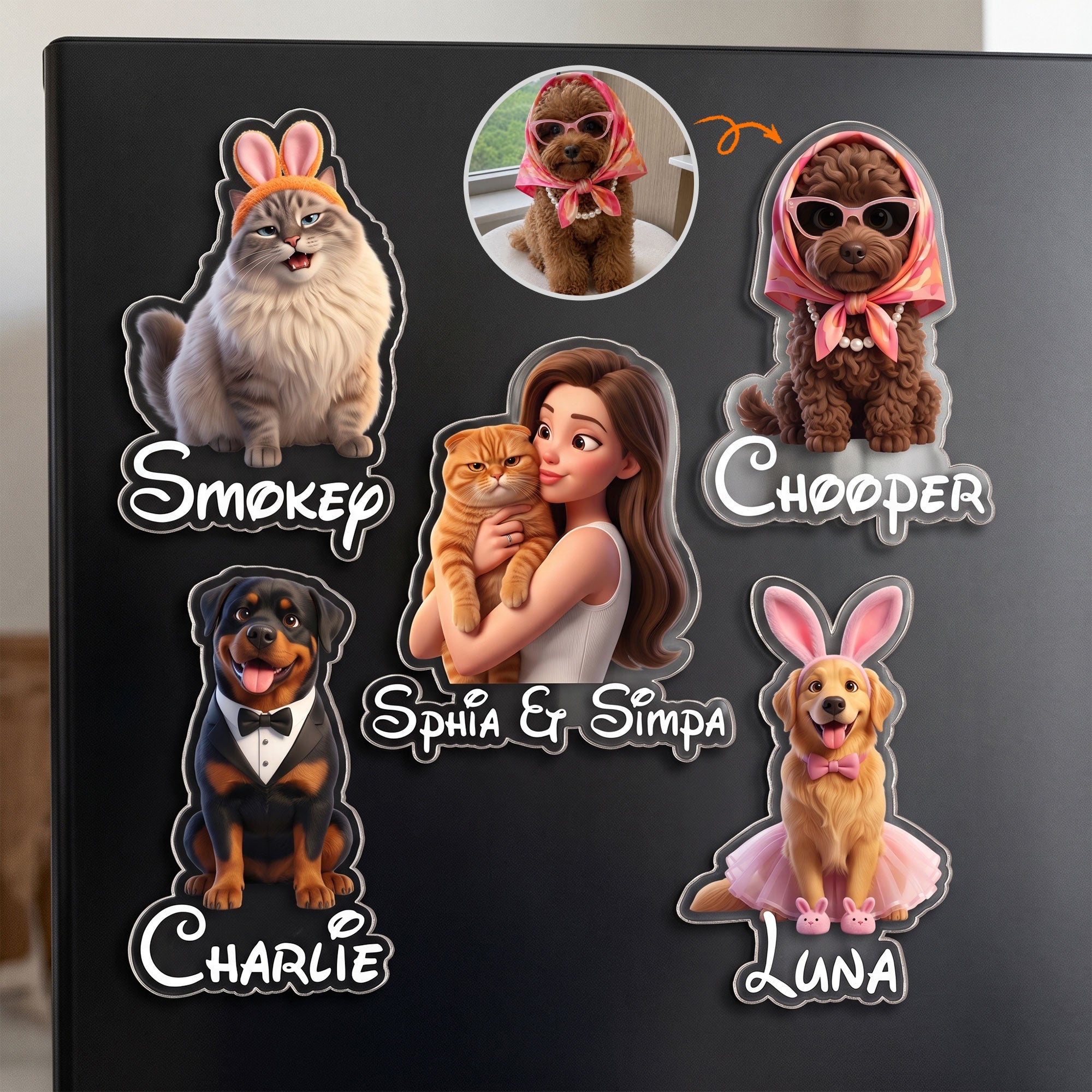 Cartoon Your Pet - Gifts For Dog Mom, Cat Mom - Personalized Magnet
